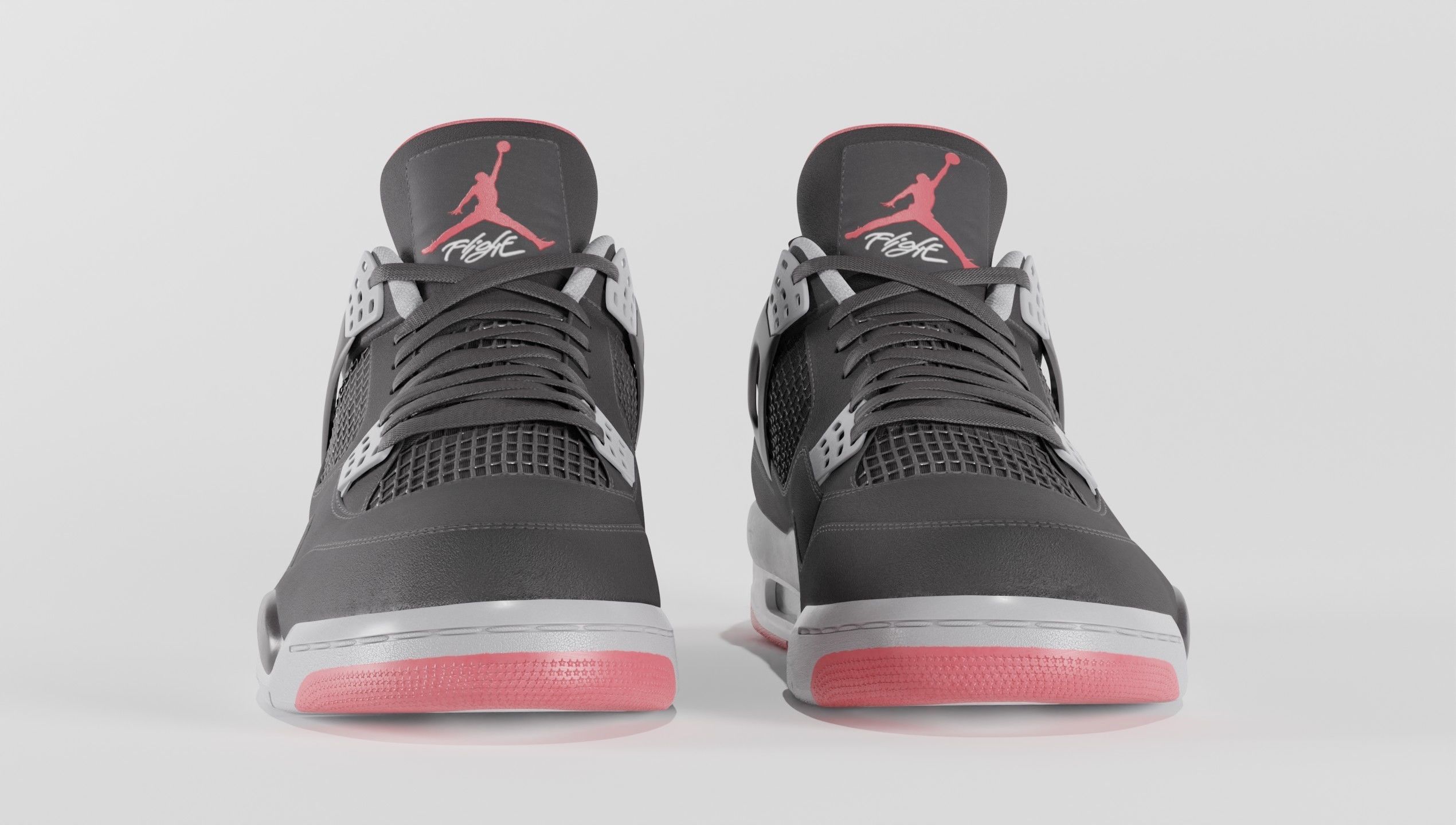 Nike Air Jordan 4 Retro Bred Shoe Low-poly 3D model_10