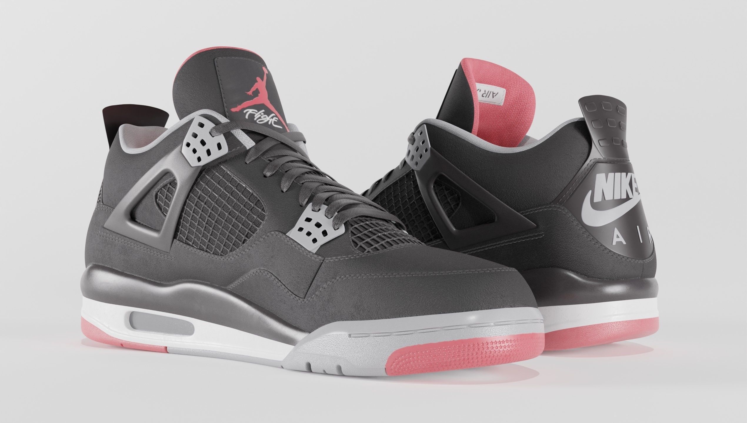 Nike Air Jordan 4 Retro Bred Shoe Low-poly 3D model_54