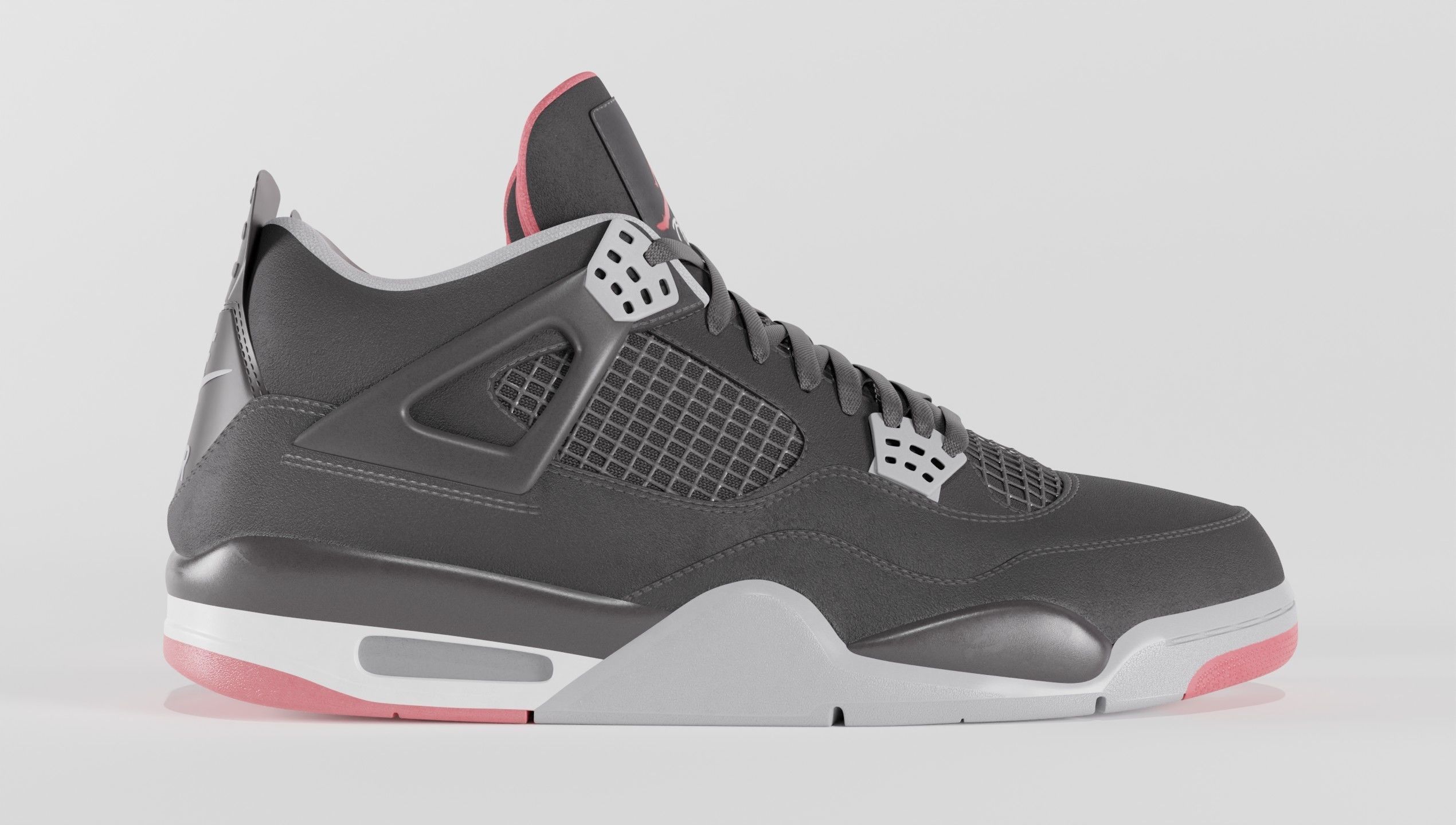 Nike Air Jordan 4 Retro Bred Shoe Low-poly 3D model_8