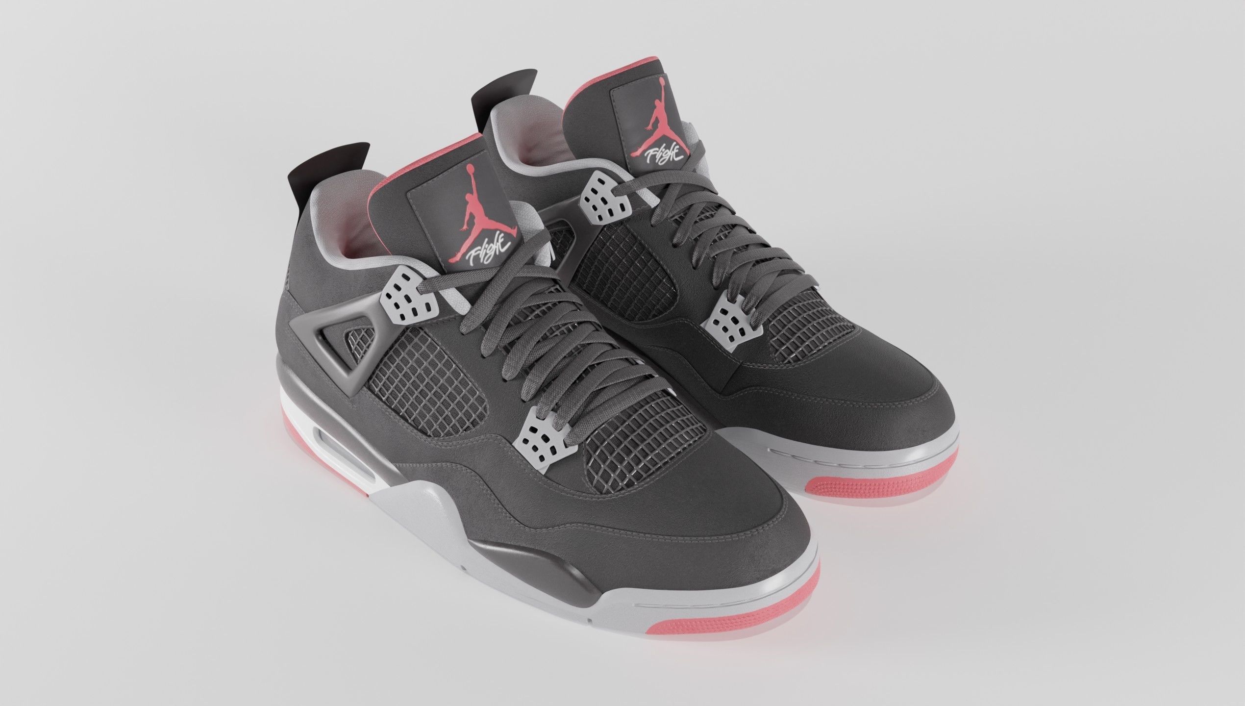 Nike Air Jordan 4 Retro Bred Shoe Low-poly 3D model_63