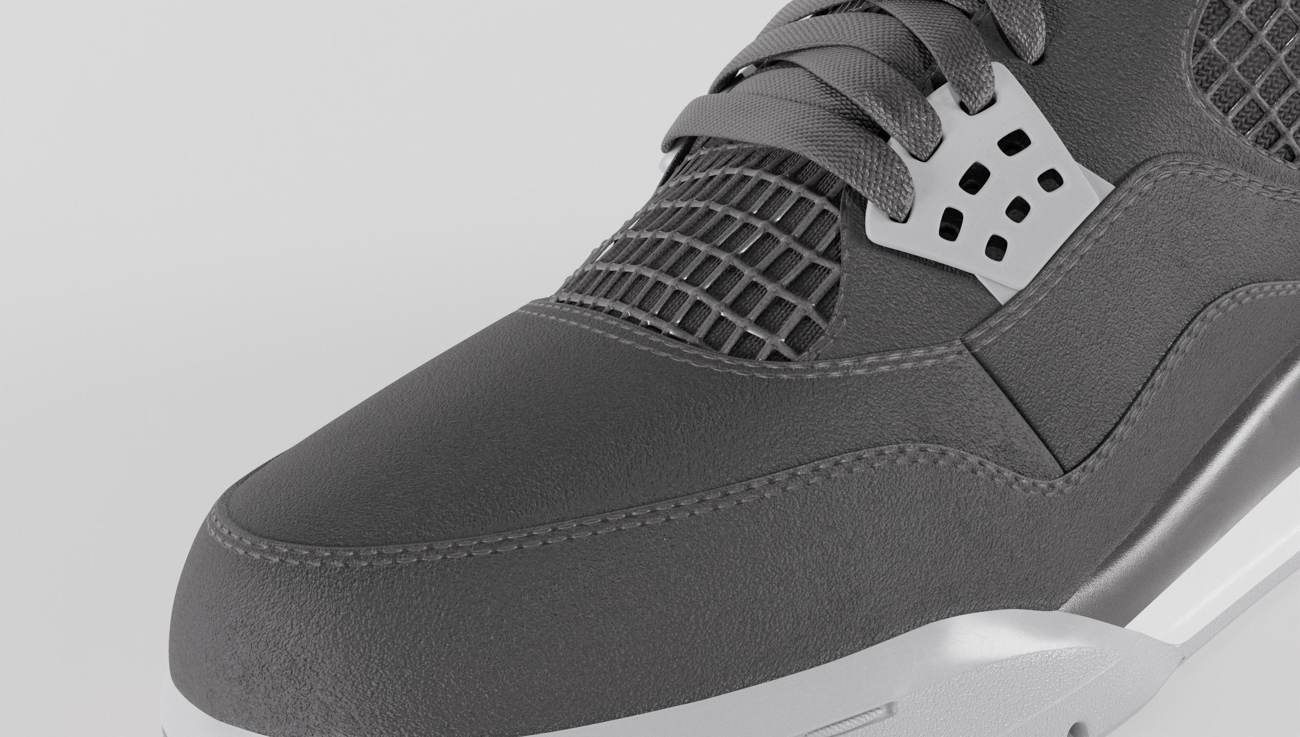 Nike Air Jordan 4 Retro Bred Shoe Low-poly 3D model_22