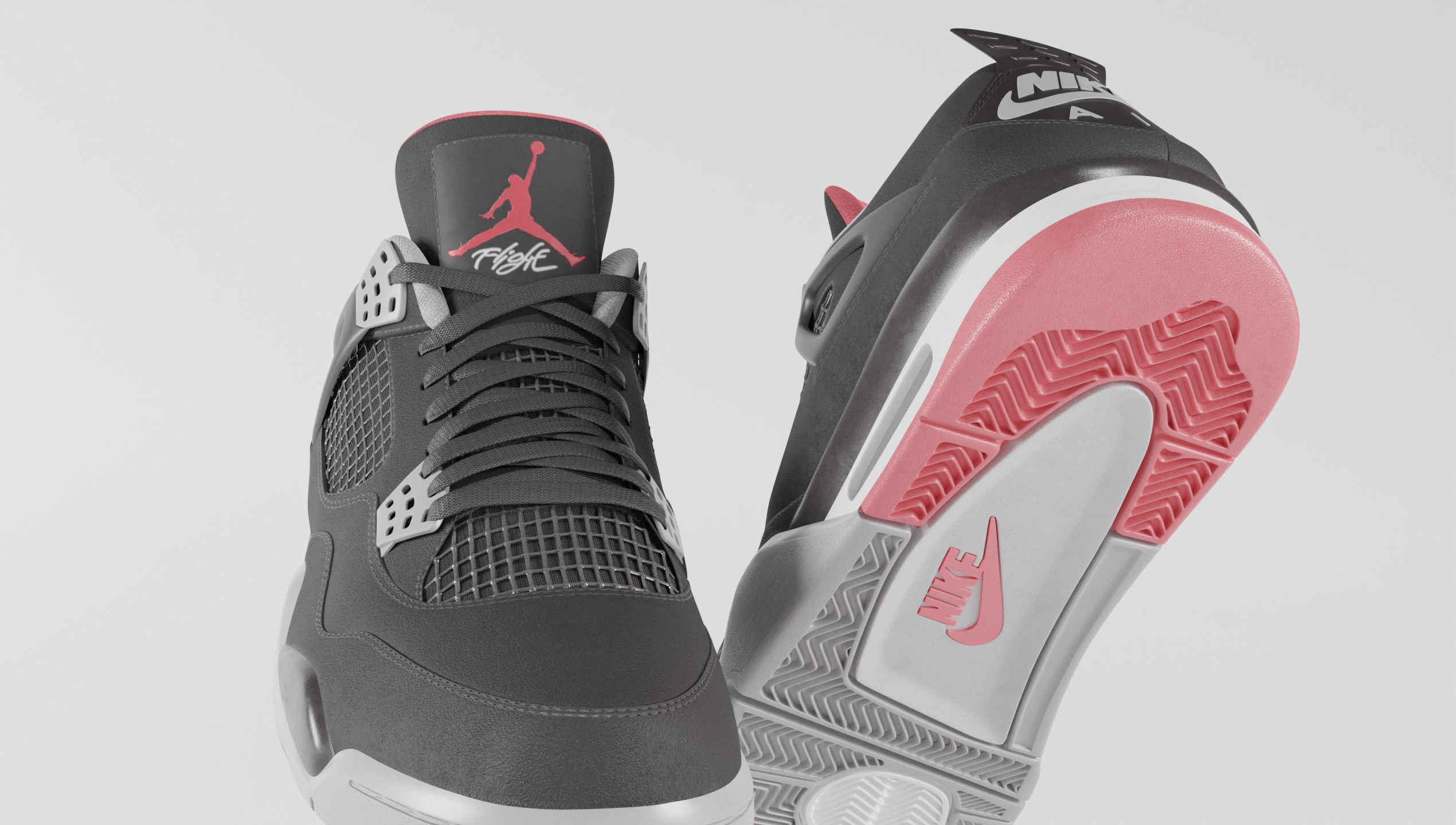 Nike Air Jordan 4 Retro Bred Shoe Low-poly 3D model_12