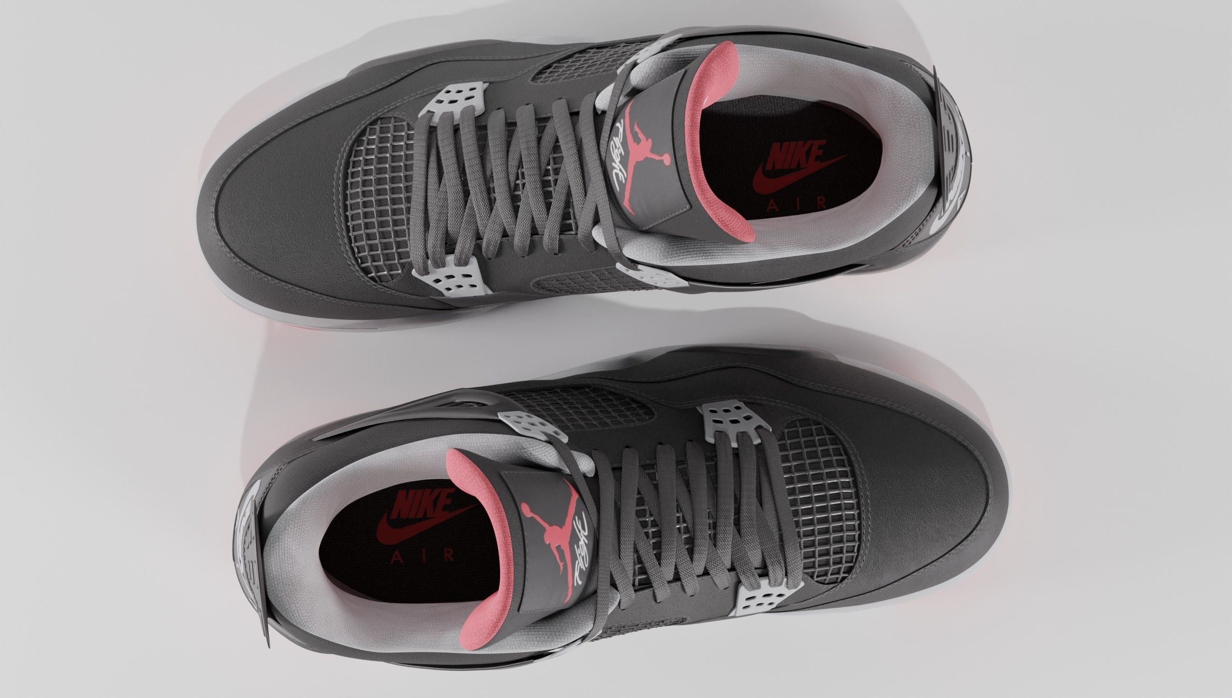 Nike Air Jordan 4 Retro Bred Shoe Low-poly 3D model_6