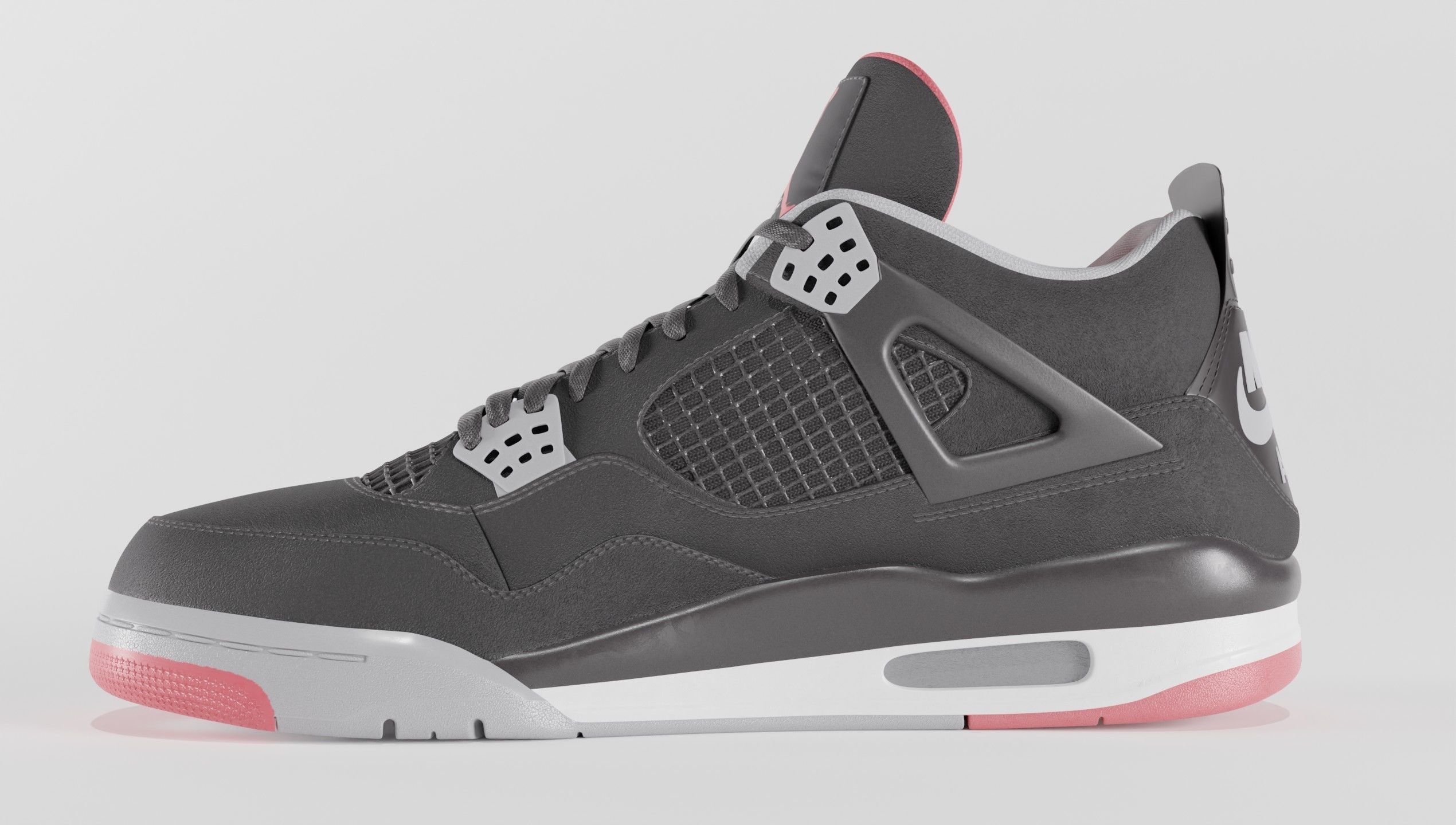 Nike Air Jordan 4 Retro Bred Shoe Low-poly 3D model_17