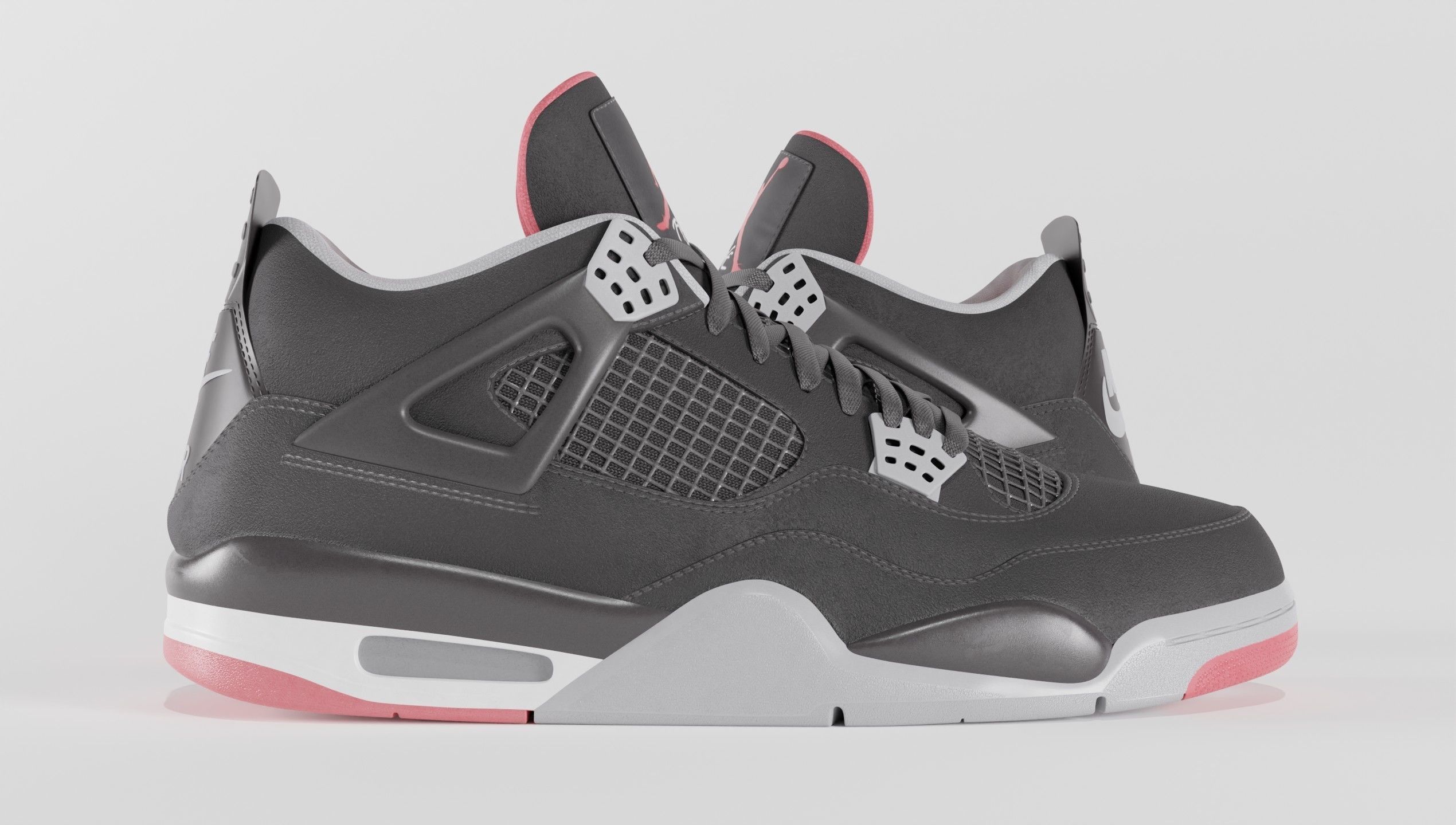 Nike Air Jordan 4 Retro Bred Shoe Low-poly 3D model_34