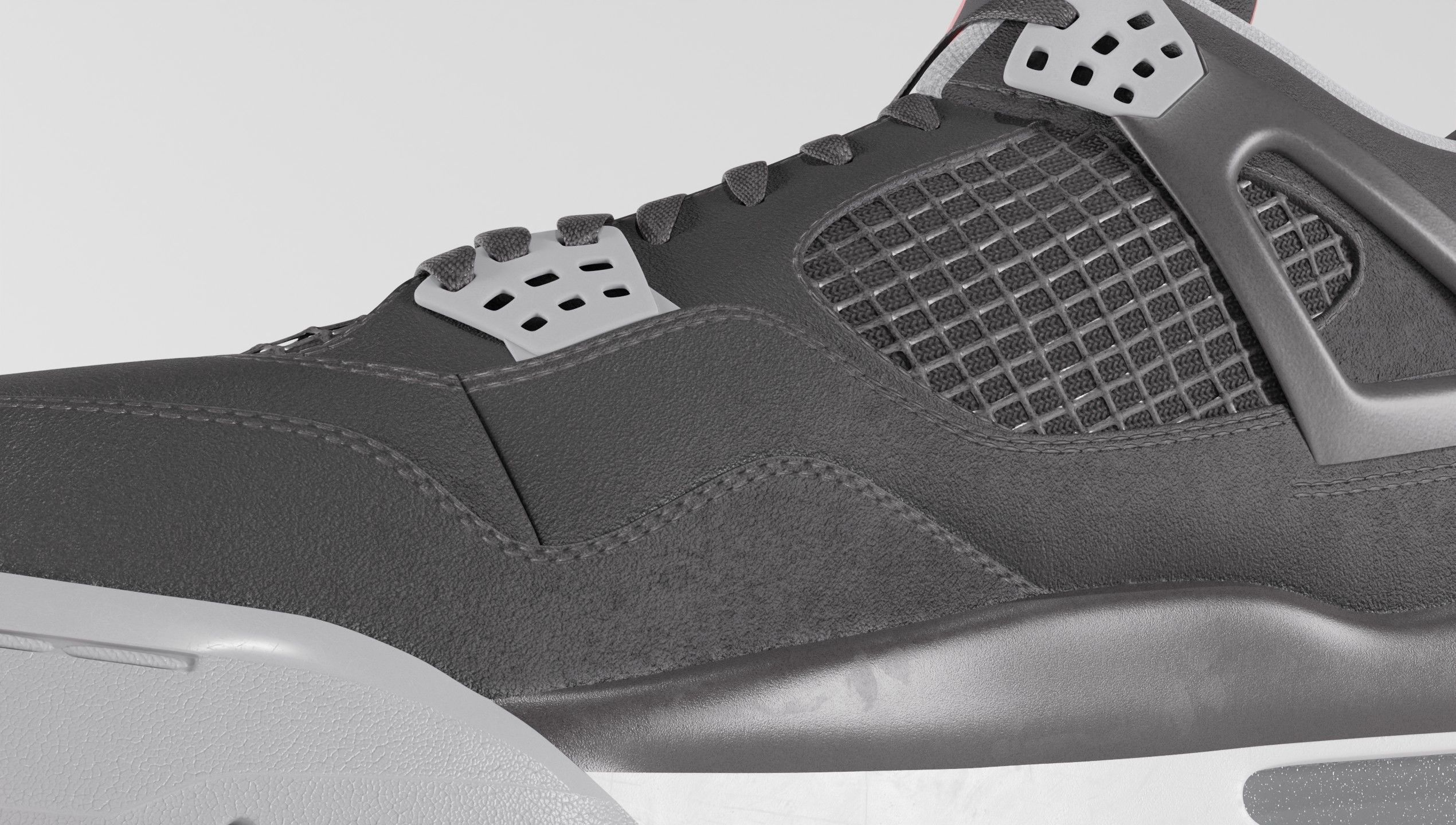 Nike Air Jordan 4 Retro Bred Shoe Low-poly 3D model_18