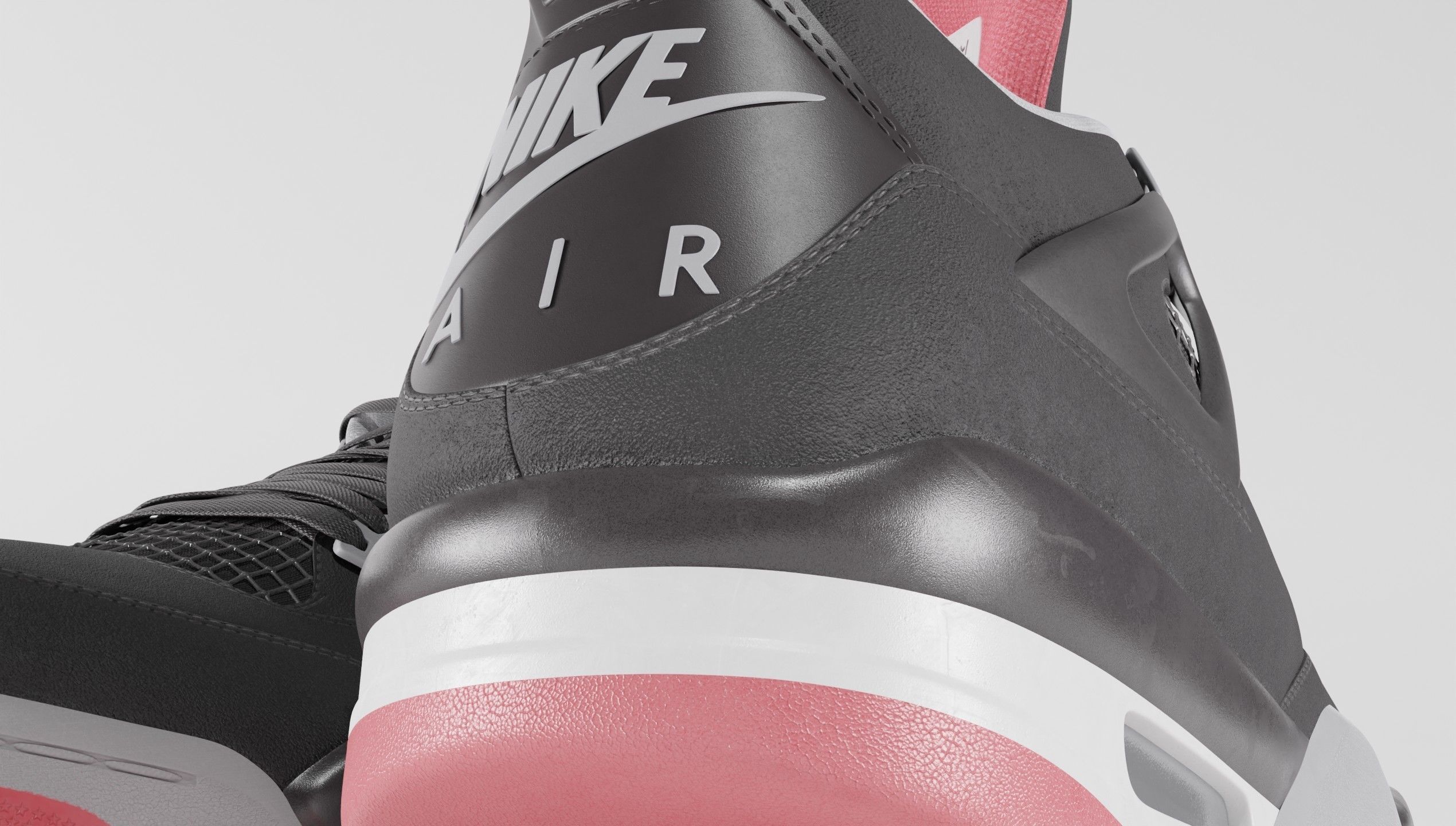 Nike Air Jordan 4 Retro Bred Shoe Low-poly 3D model_46