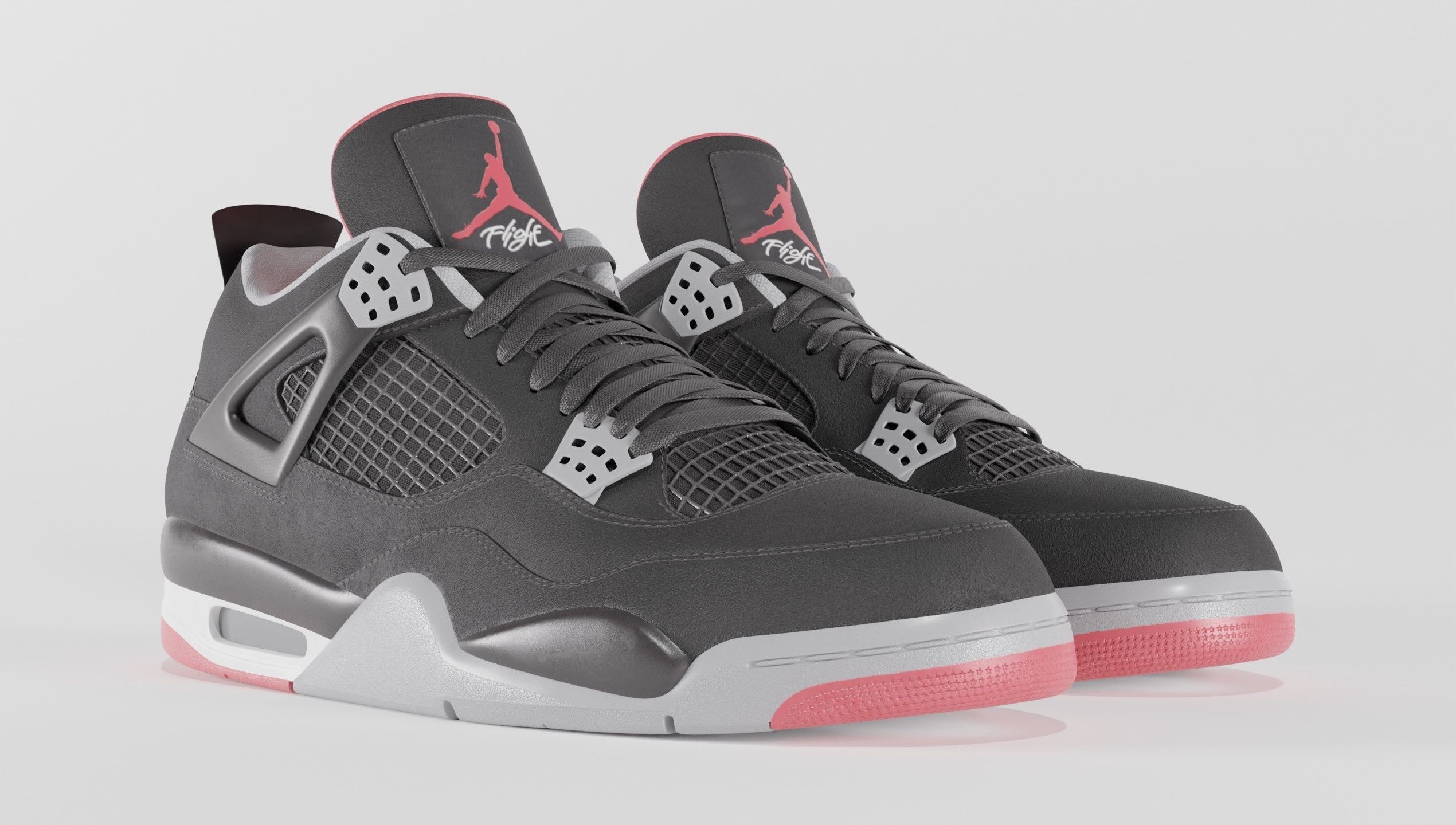 Nike Air Jordan 4 Retro Bred Shoe Low-poly 3D model_5