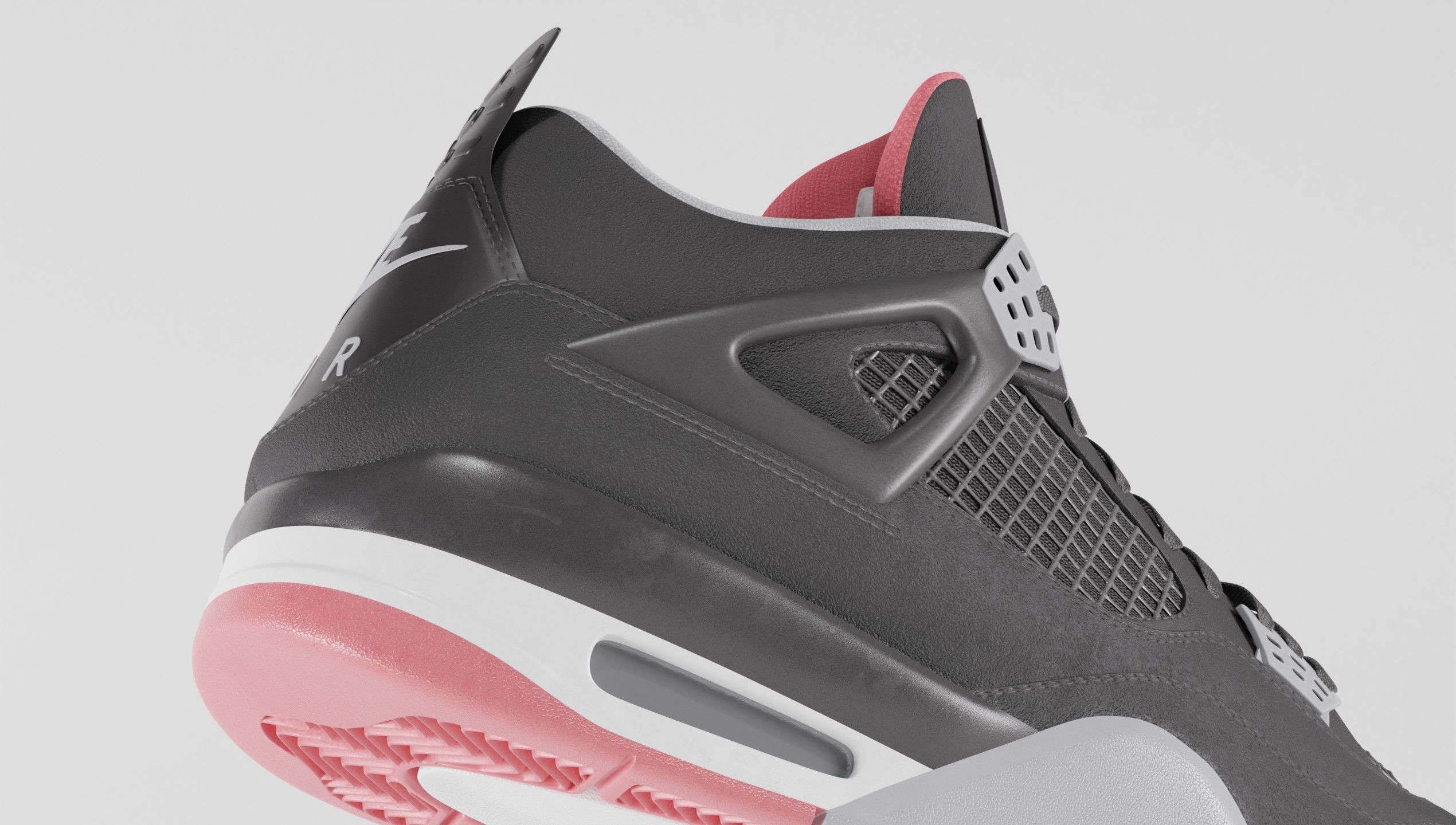 Nike Air Jordan 4 Retro Bred Shoe Low-poly 3D model_16