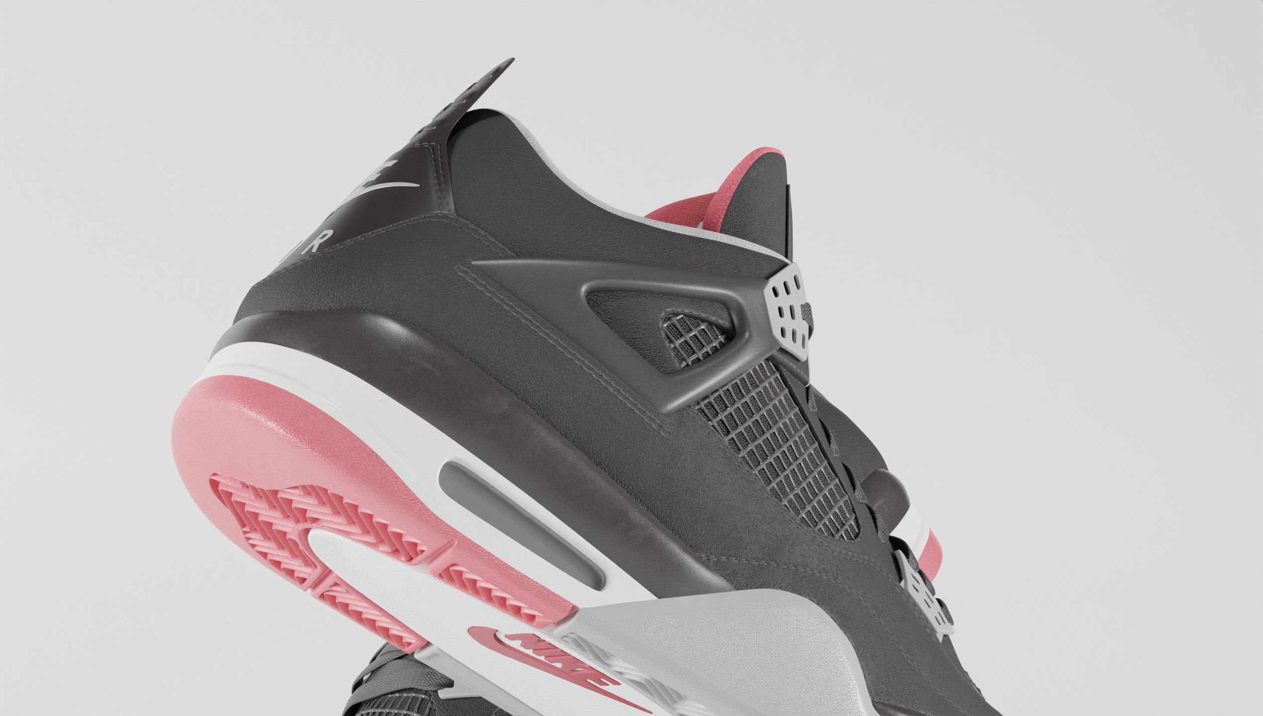 Nike Air Jordan 4 Retro Bred Shoe Low-poly 3D model_13