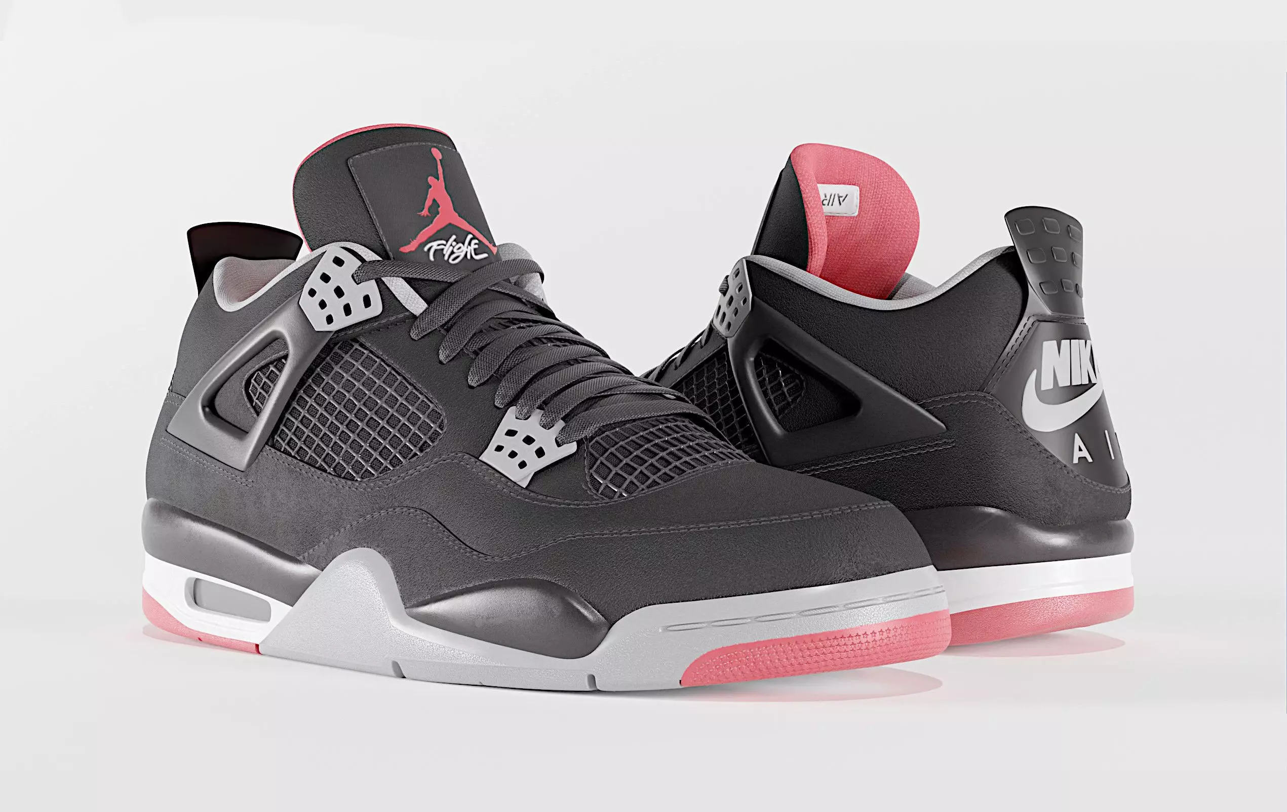 Nike Air Jordan 4 Retro Bred Shoe Low-poly 3D model_0