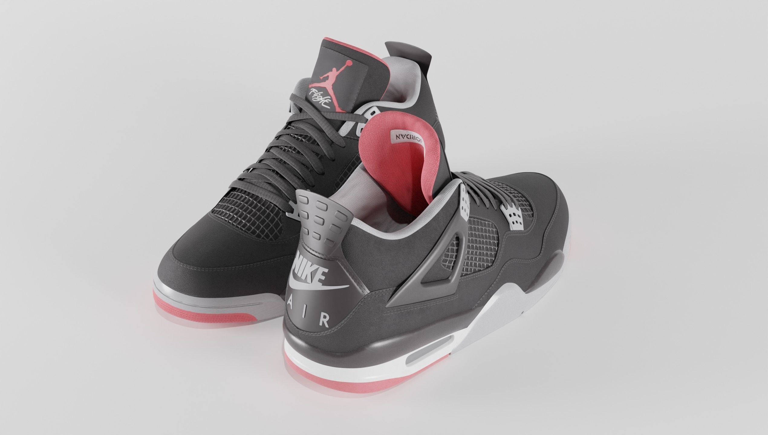 Nike Air Jordan 4 Retro Bred Shoe Low-poly 3D model_42