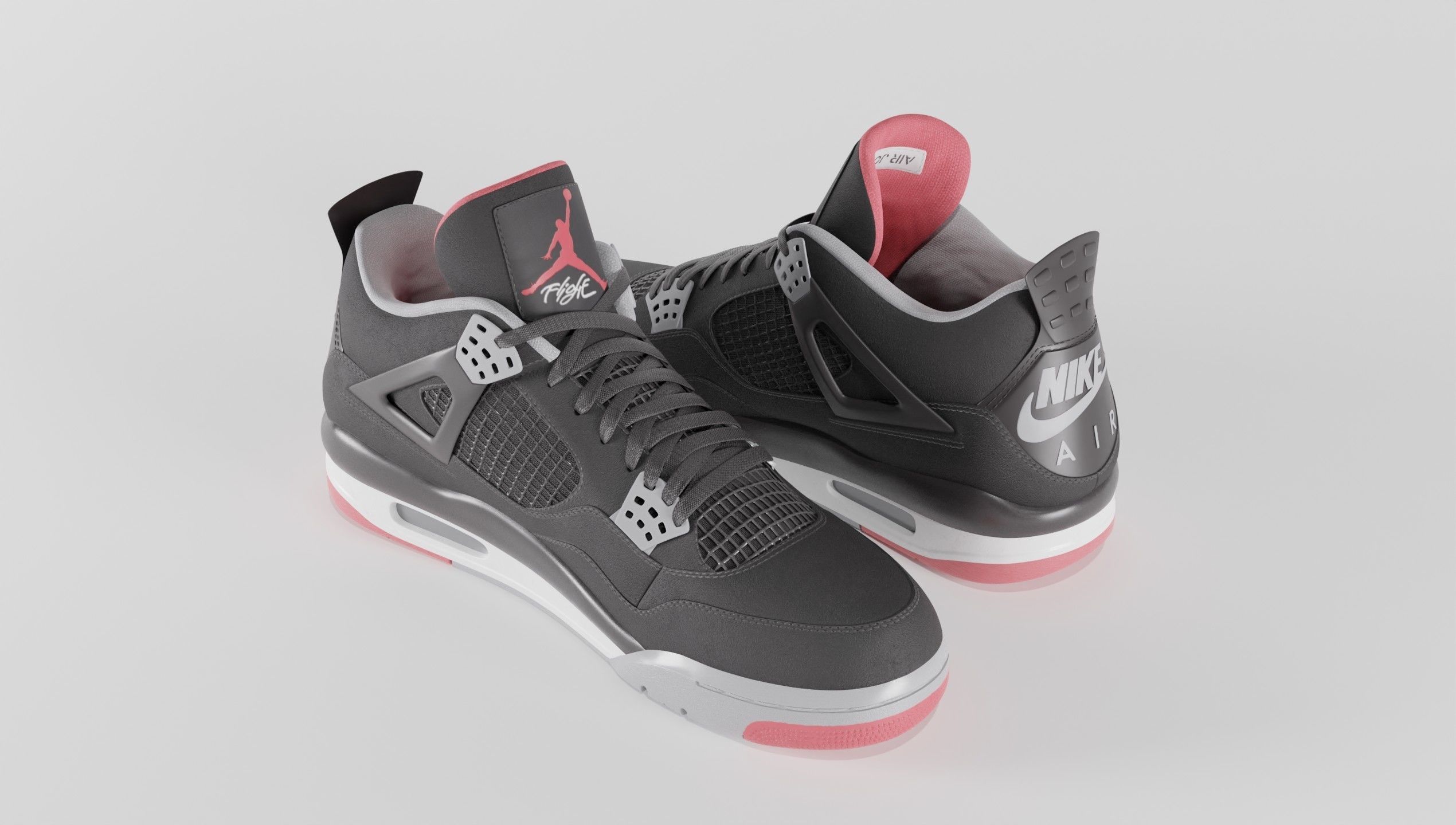 Nike Air Jordan 4 Retro Bred Shoe Low-poly 3D model_56