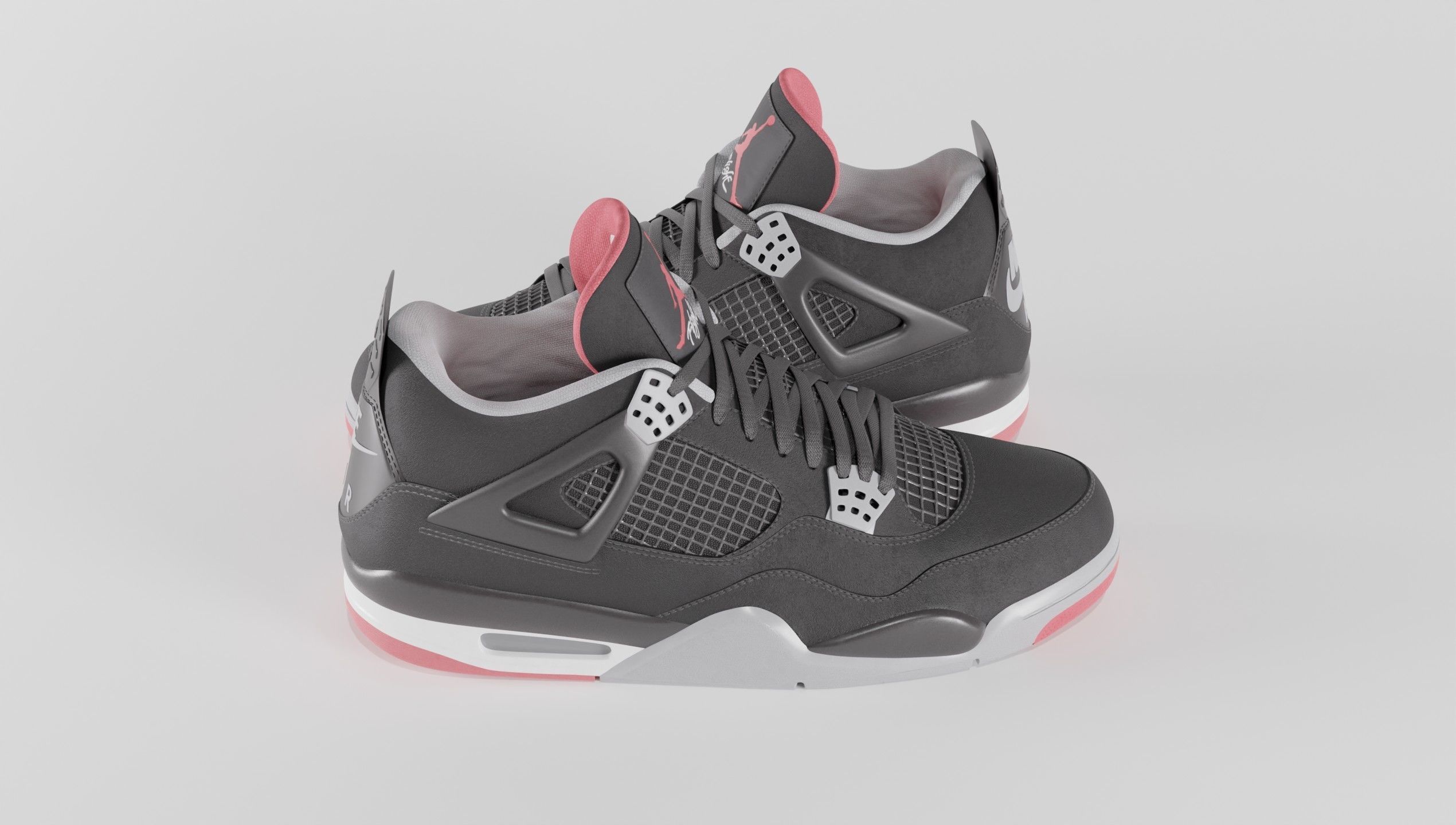 Nike Air Jordan 4 Retro Bred Shoe Low-poly 3D model_36