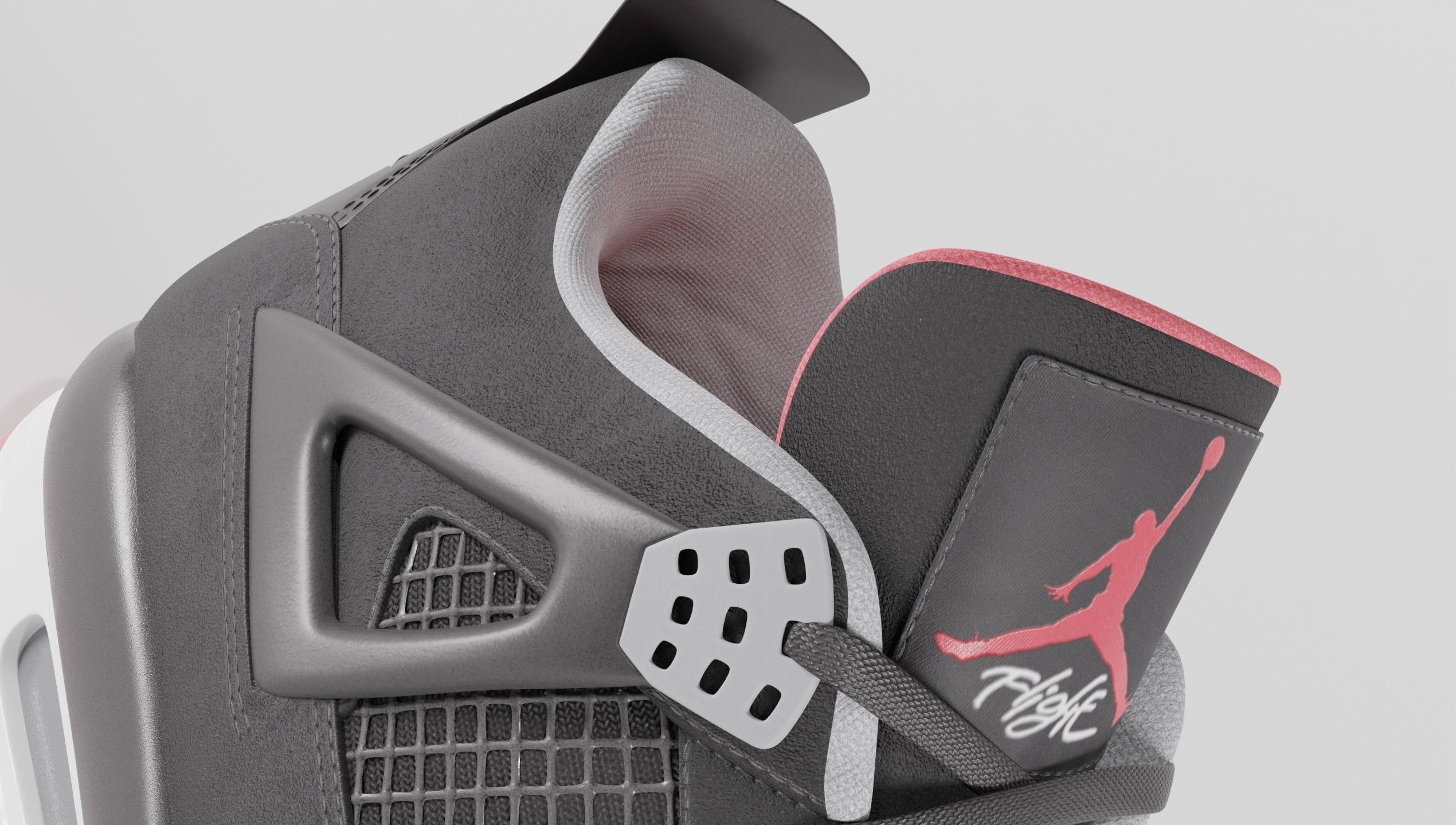 Nike Air Jordan 4 Retro Bred Shoe Low-poly 3D model_2