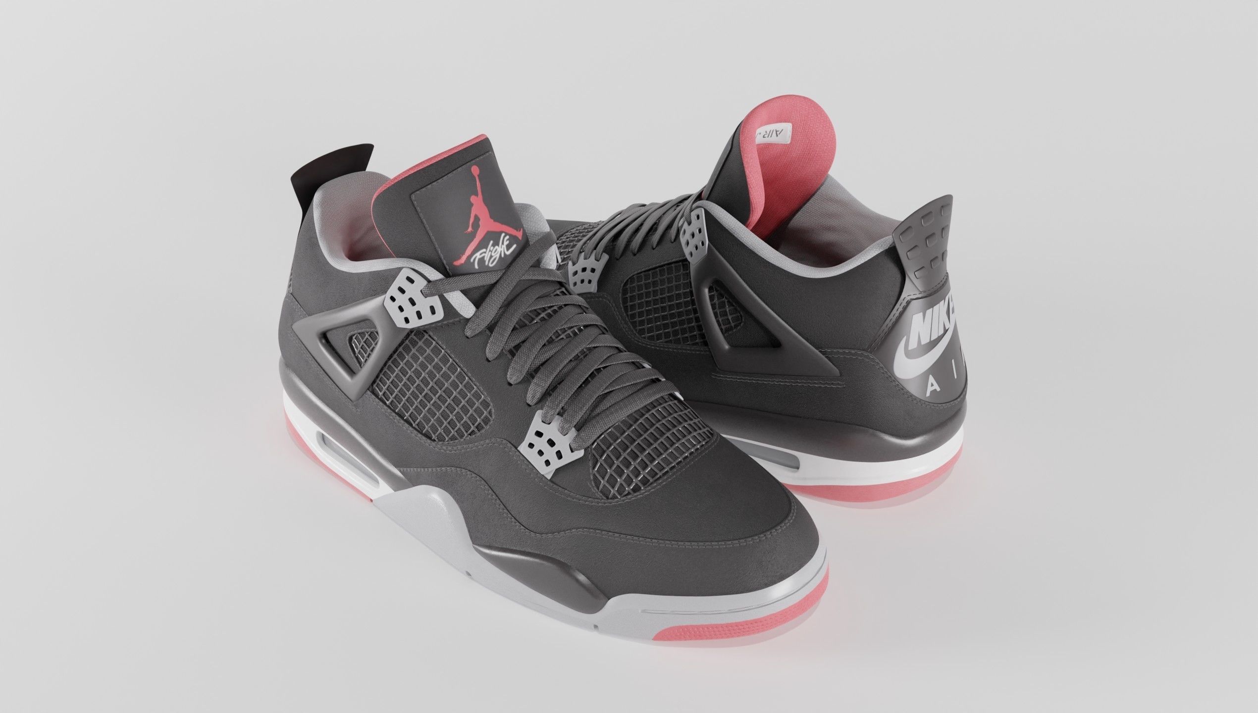 Nike Air Jordan 4 Retro Bred Shoe Low-poly 3D model_30