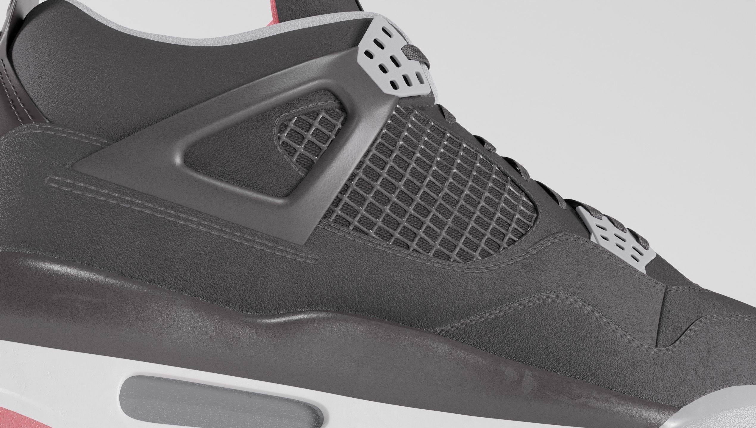 Nike Air Jordan 4 Retro Bred Shoe Low-poly 3D model_58