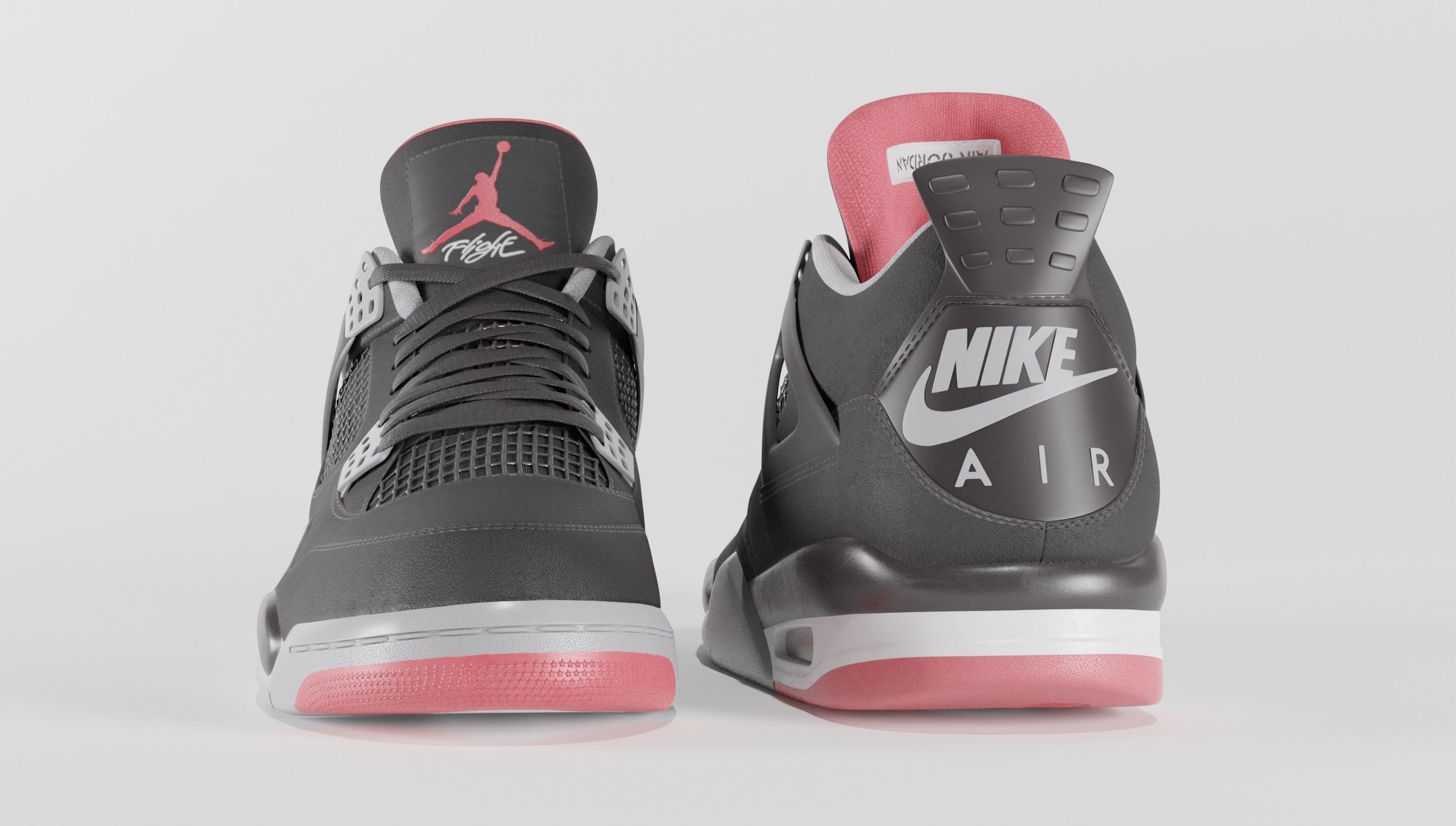 Nike Air Jordan 4 Retro Bred Shoe Low-poly 3D model_11