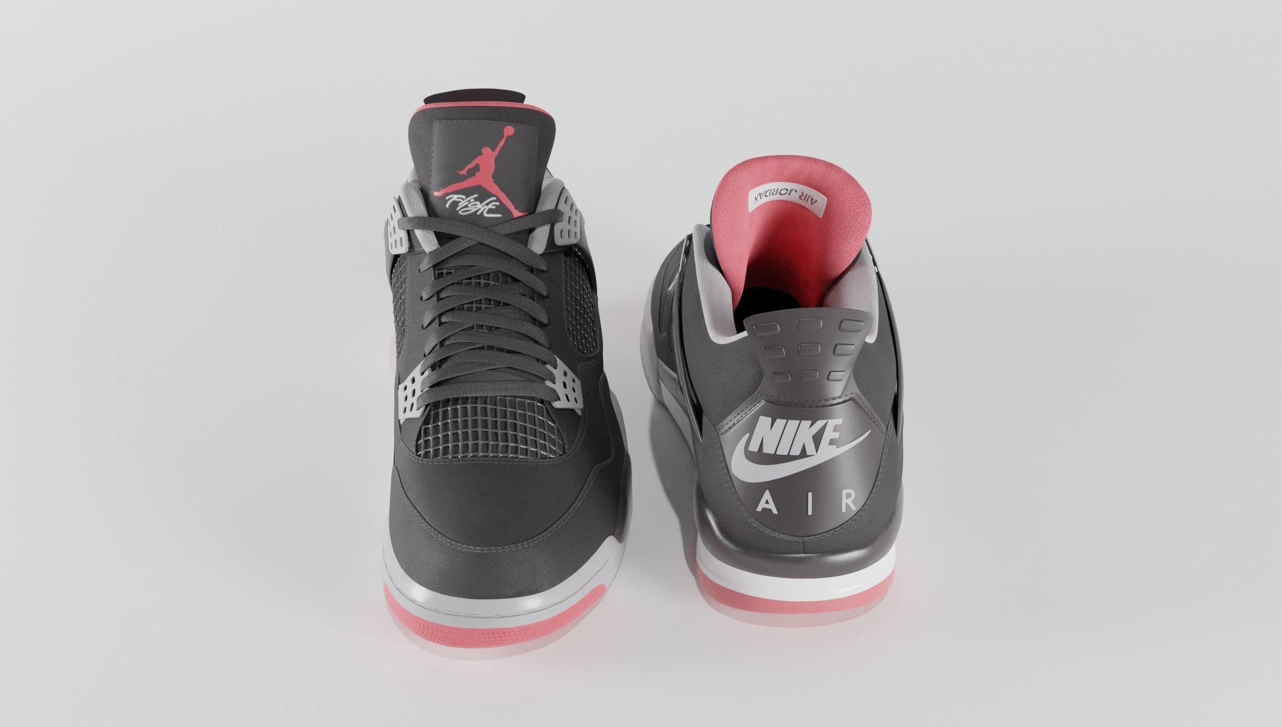 Nike Air Jordan 4 Retro Bred Shoe Low-poly 3D model_50