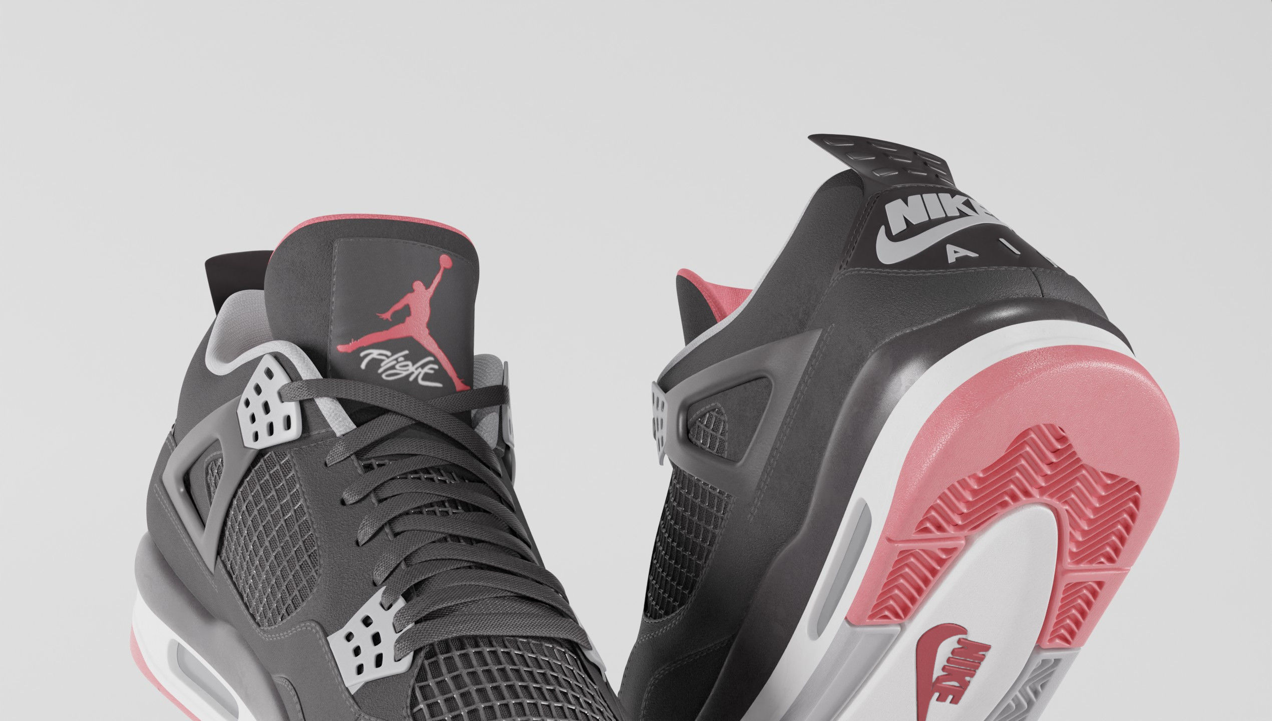 Nike Air Jordan 4 Retro Bred Shoe Low-poly 3D model_19