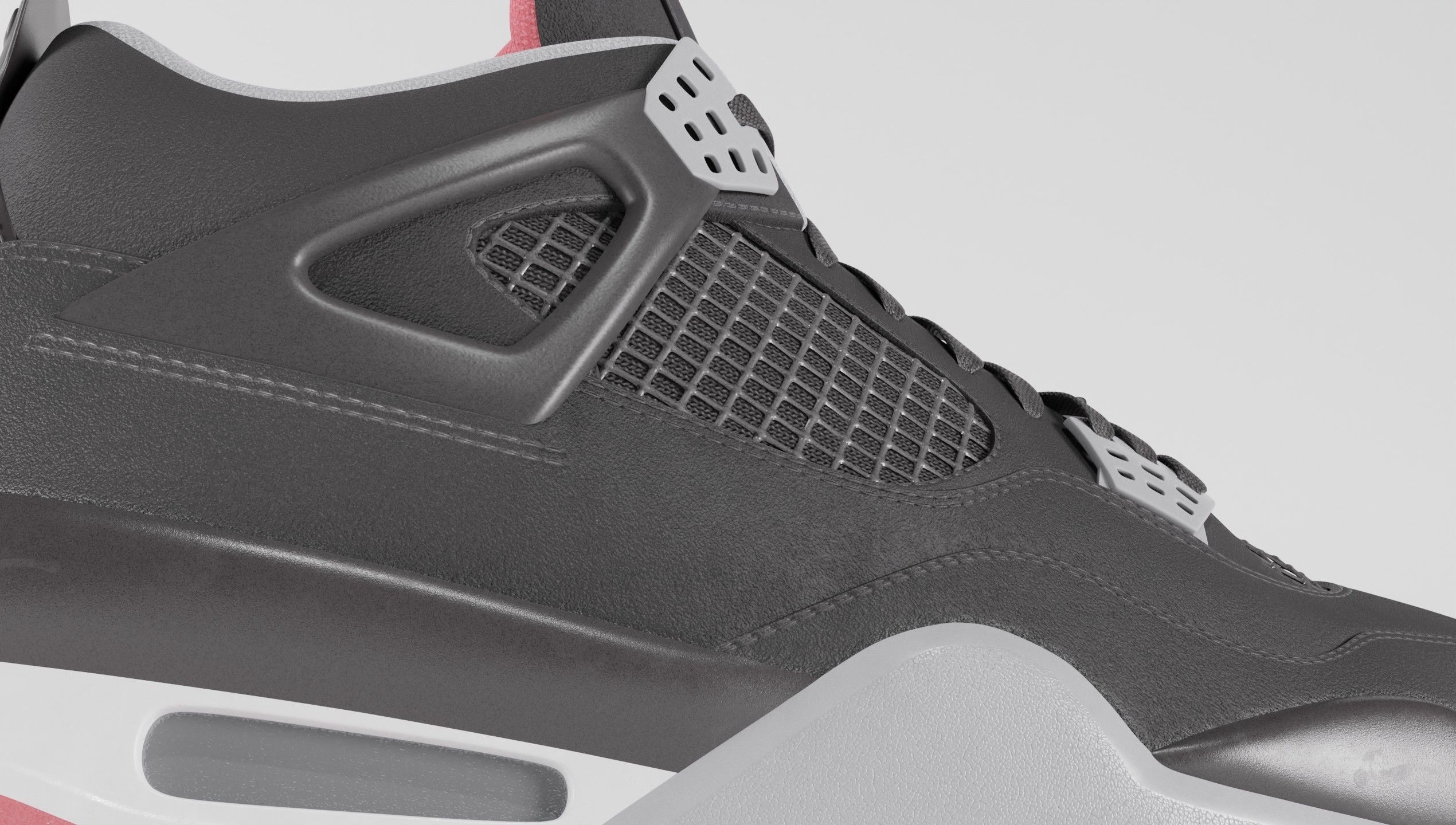 Nike Air Jordan 4 Retro Bred Shoe Low-poly 3D model_38