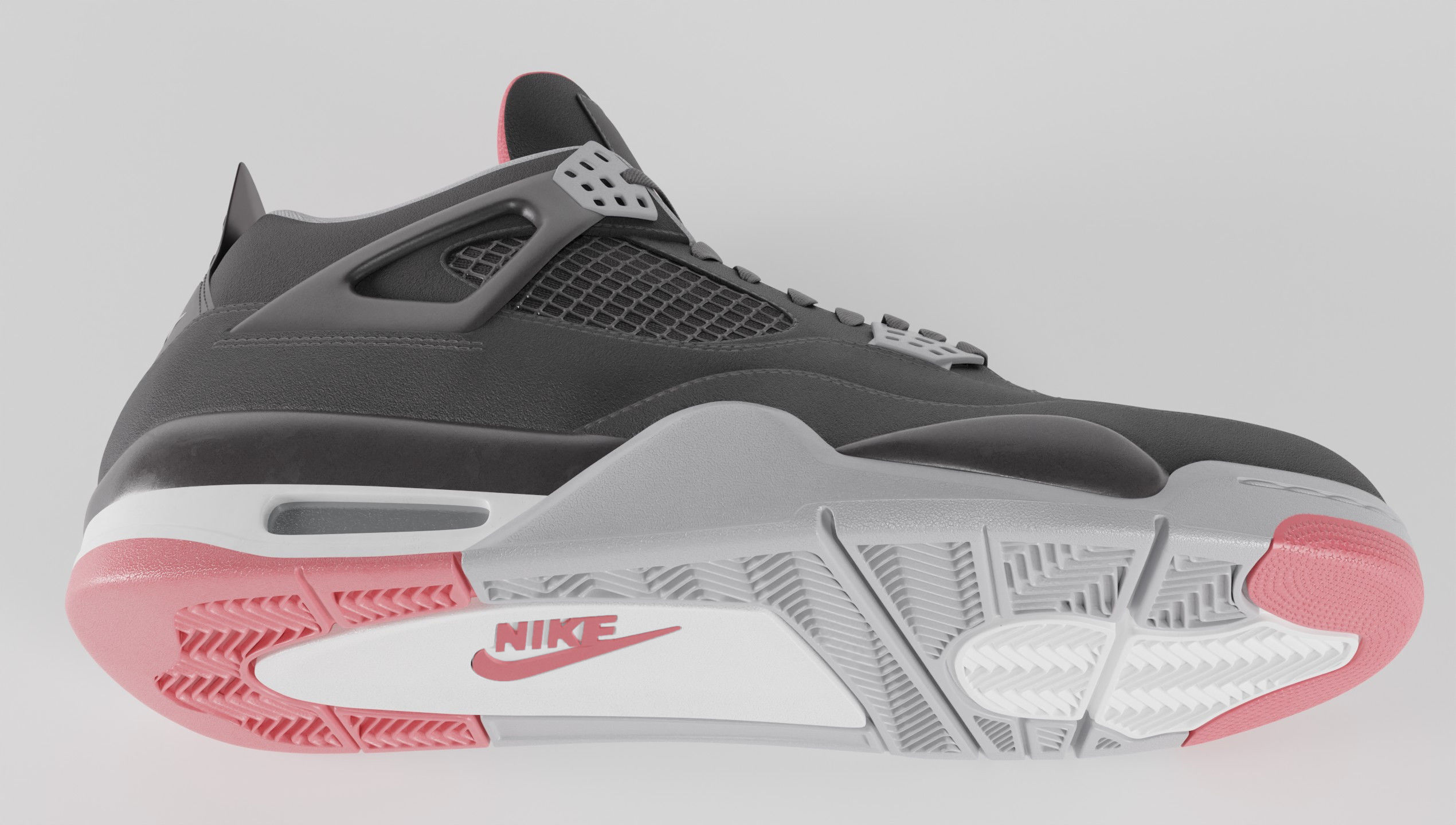 Nike Air Jordan 4 Retro Bred Shoe Low-poly 3D model_25