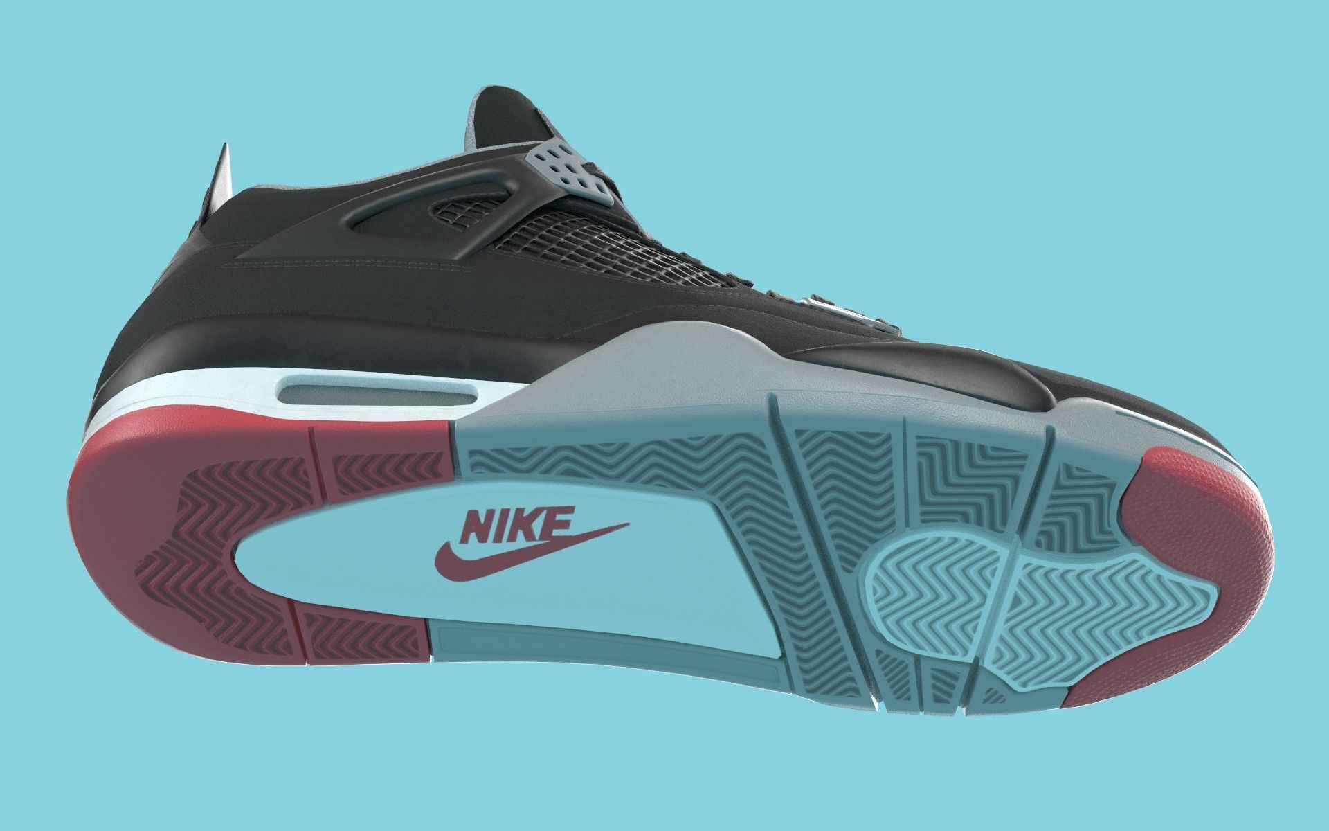 Nike Air Jordan 4 Retro Bred Shoe Low-poly 3D model_27