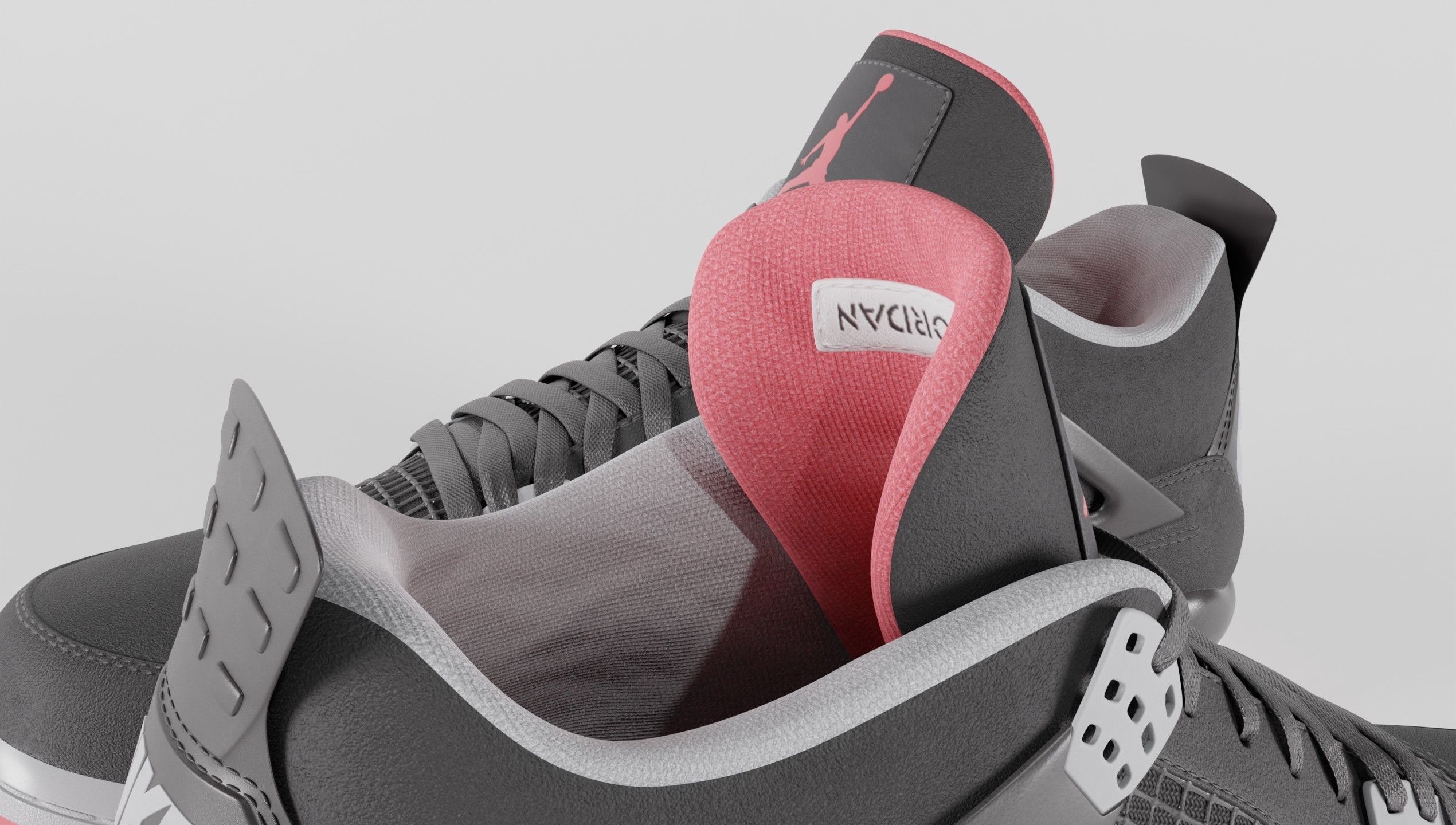 Nike Air Jordan 4 Retro Bred Shoe Low-poly 3D model_21