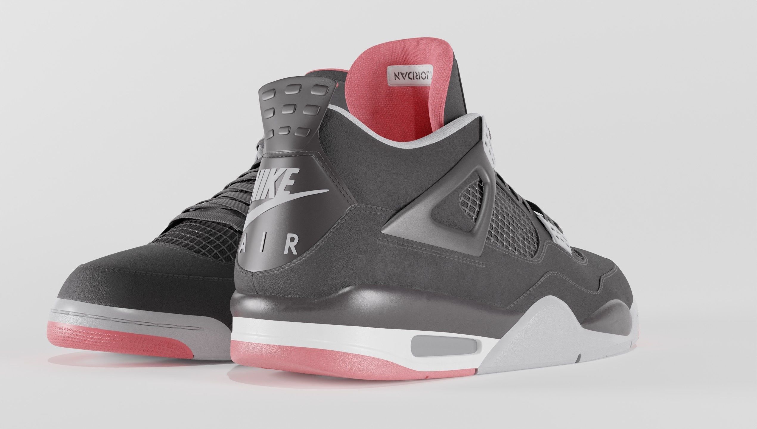 Nike Air Jordan 4 Retro Bred Shoe Low-poly 3D model_40