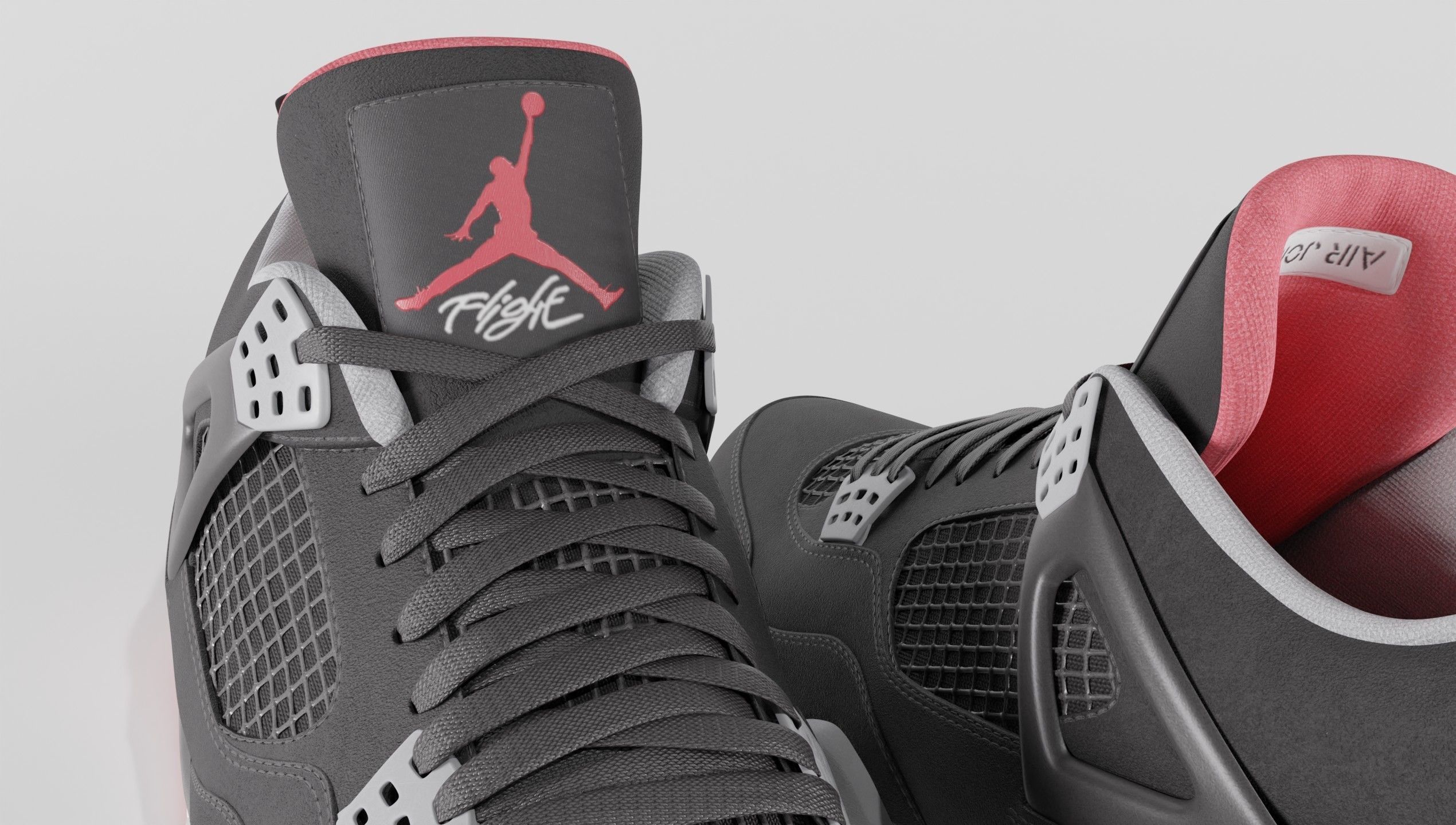 Nike Air Jordan 4 Retro Bred Shoe Low-poly 3D model_64