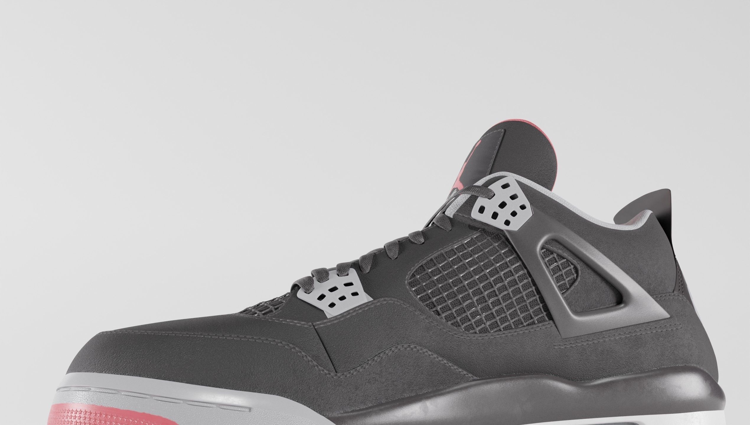 Nike Air Jordan 4 Retro Bred Shoe Low-poly 3D model_20