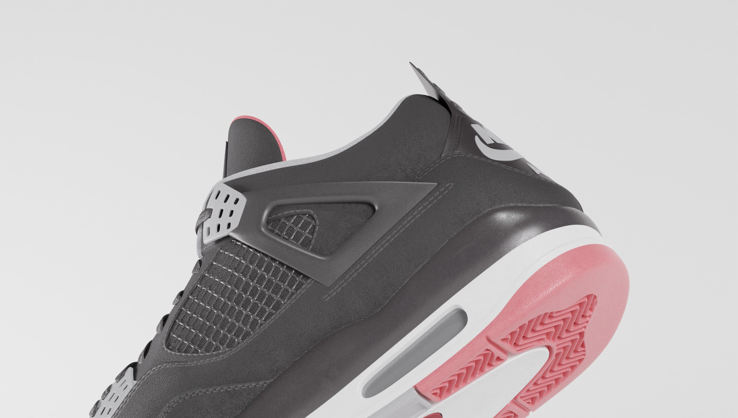 Nike Air Jordan 4 Retro Bred Shoe Low-poly 3D model_14
