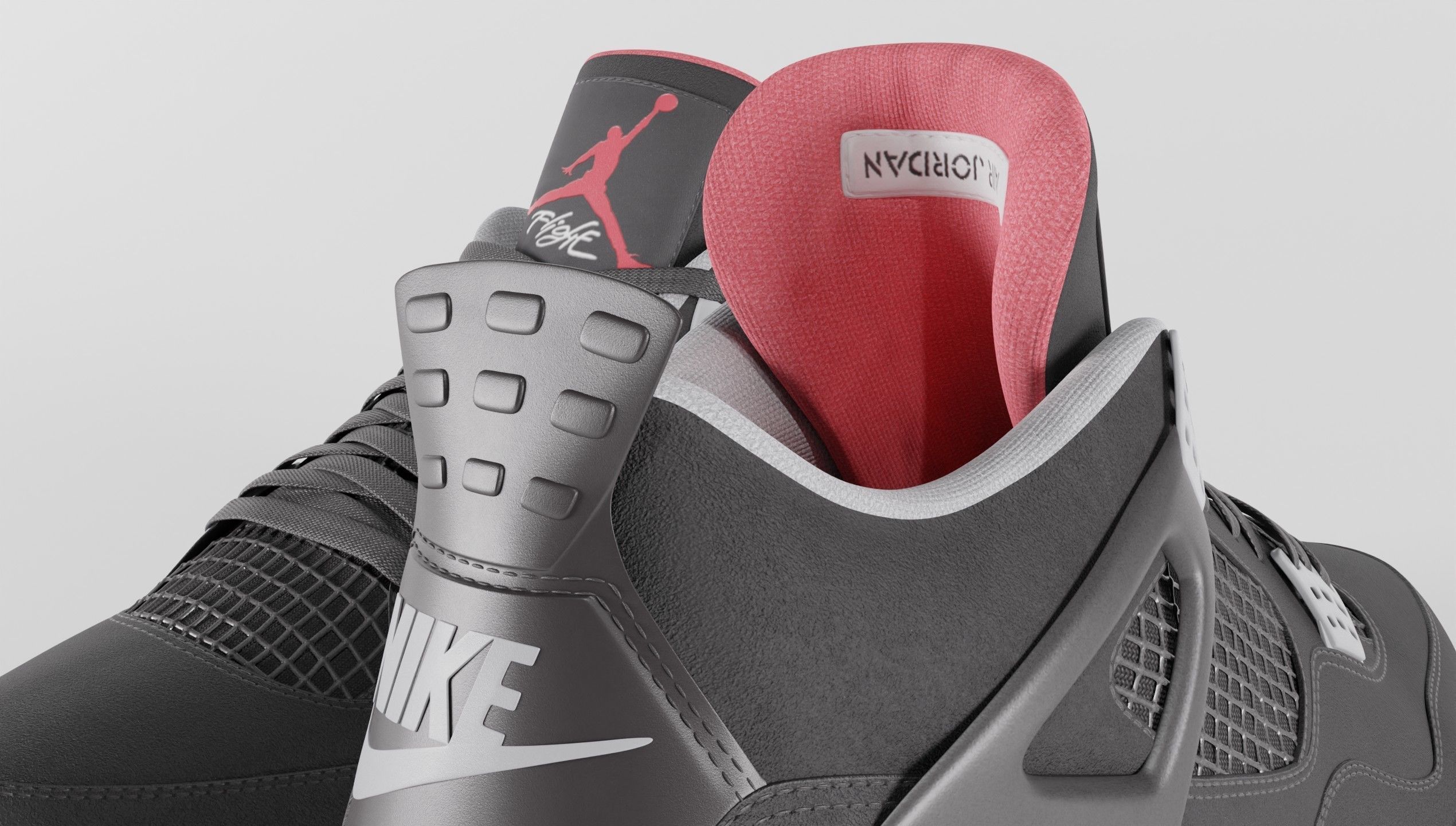 Nike Air Jordan 4 Retro Bred Shoe Low-poly 3D model_44