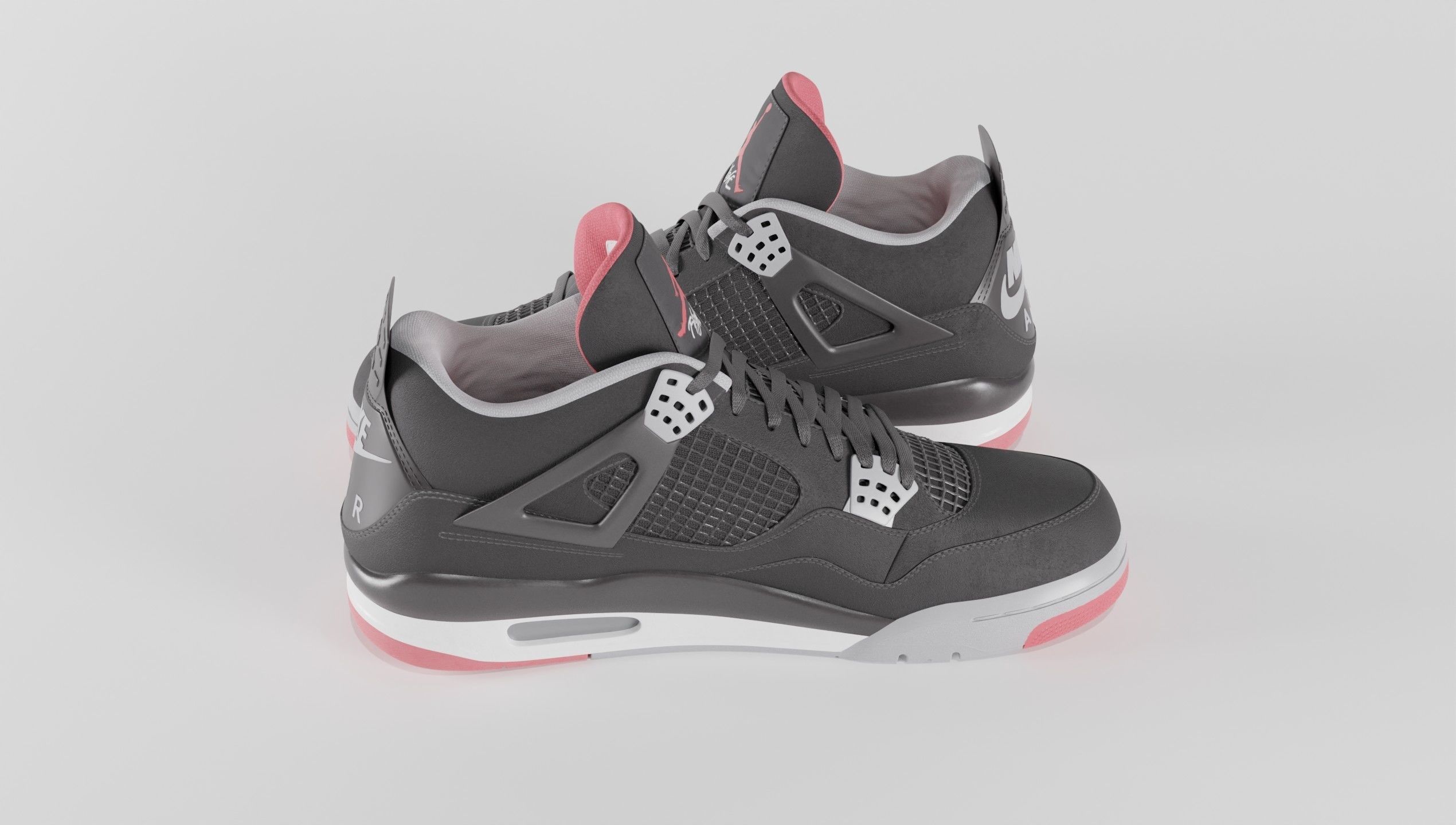 Nike Air Jordan 4 Retro Bred Shoe Low-poly 3D model_57