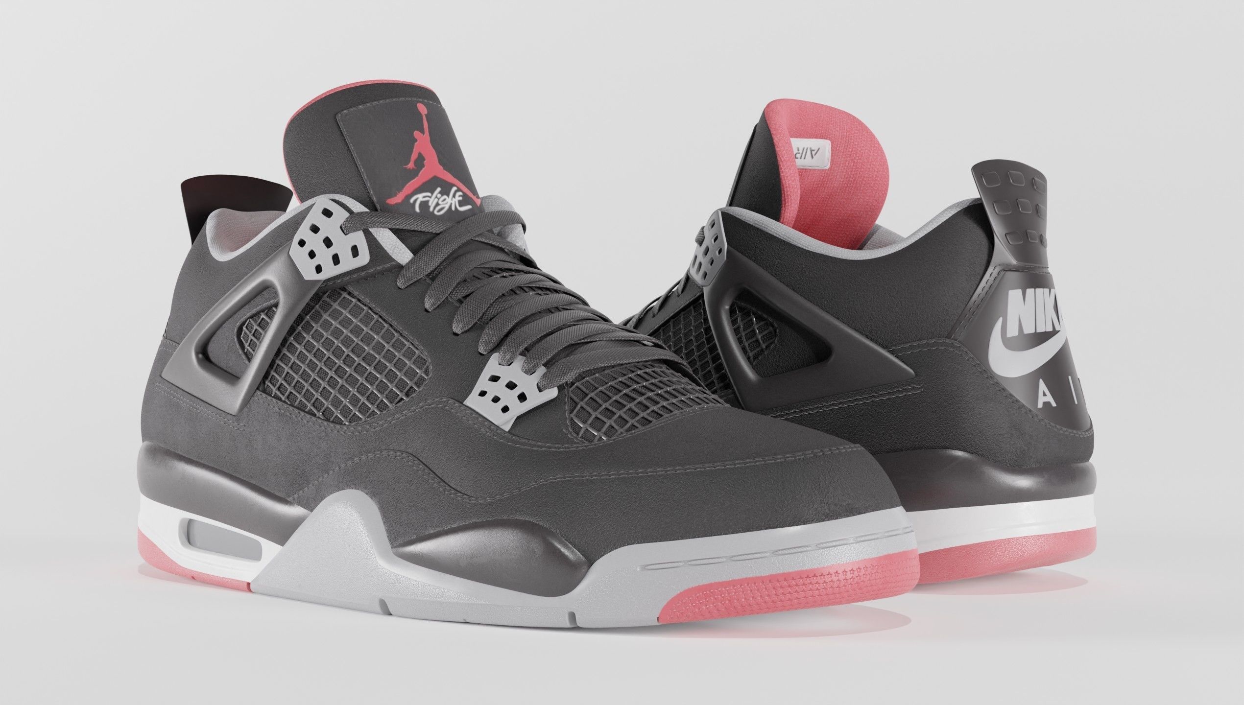 Nike Air Jordan 4 Retro Bred Shoe Low-poly 3D model_28