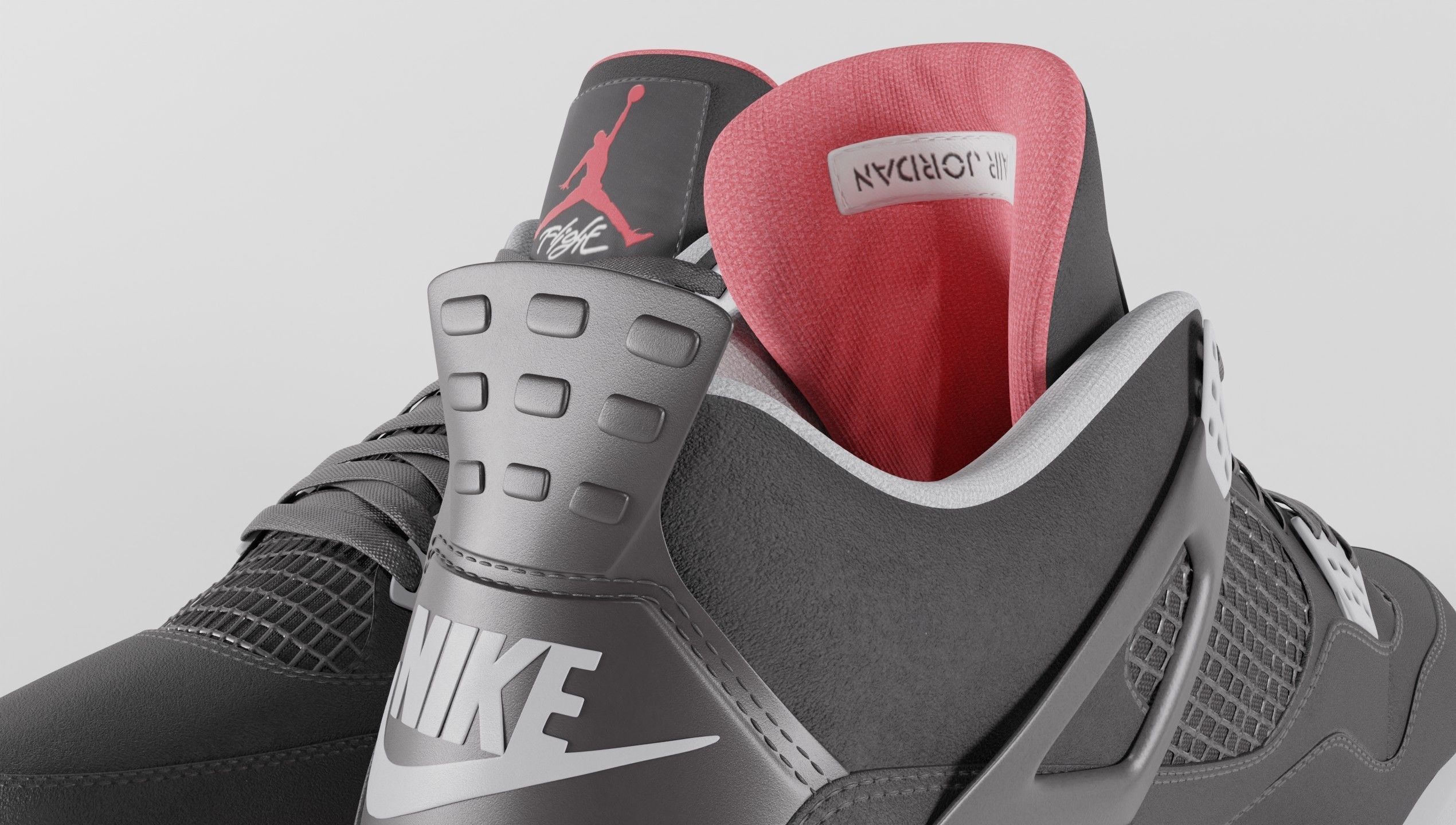 Nike Air Jordan 4 Retro Bred Shoe Low-poly 3D model_4