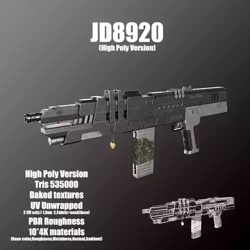 High poly and low poly gun-JD8920
