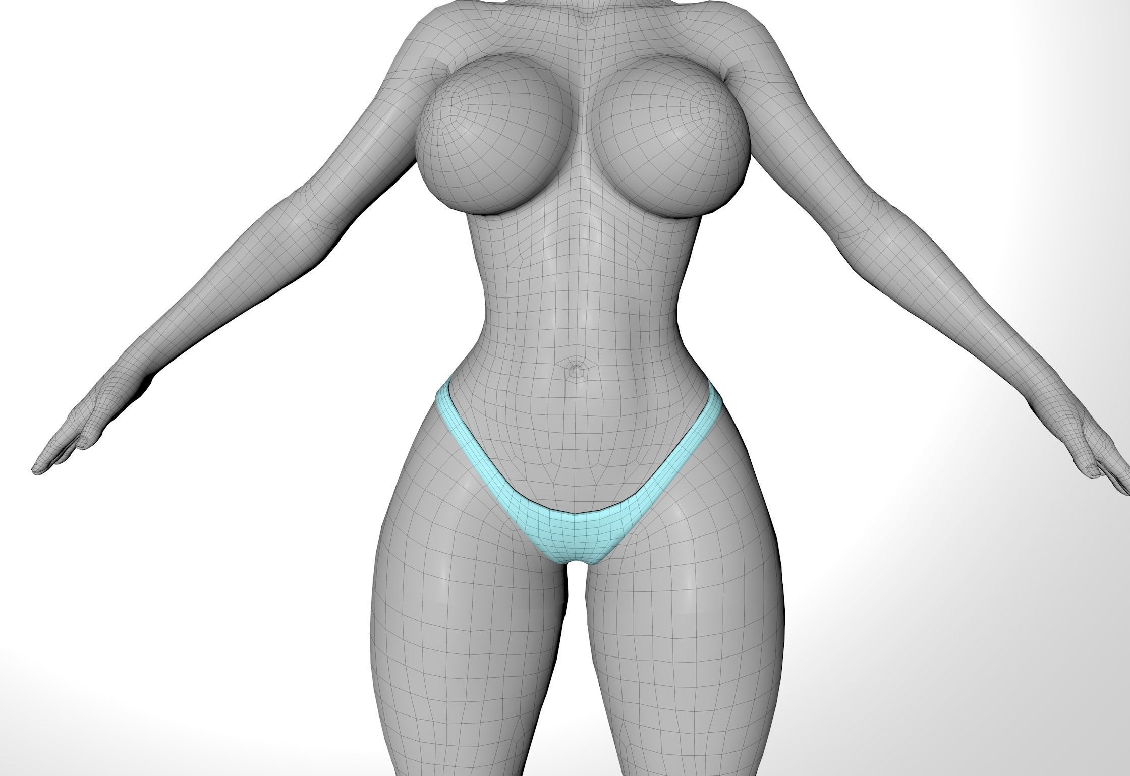 Cartoon Base female Low-poly 3D model_10