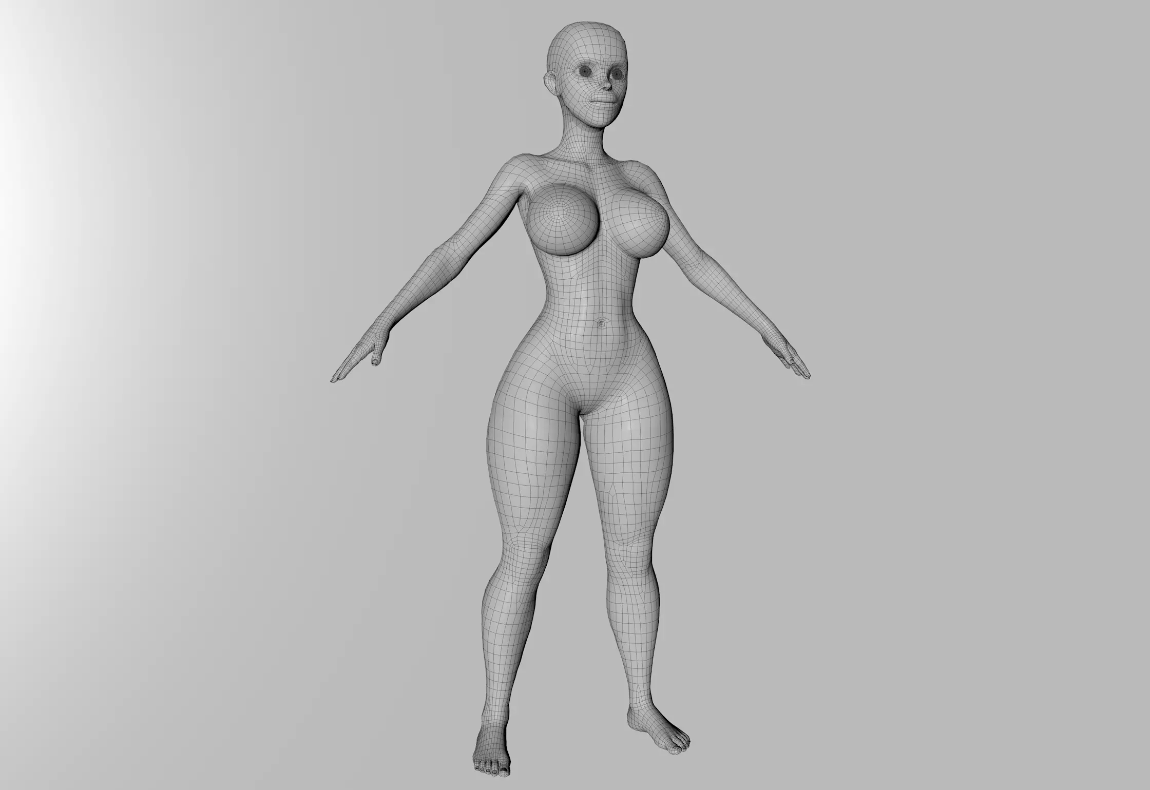 Cartoon Base female Low-poly 3D model_0