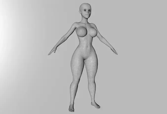 Cartoon Base female Low-poly 3D model