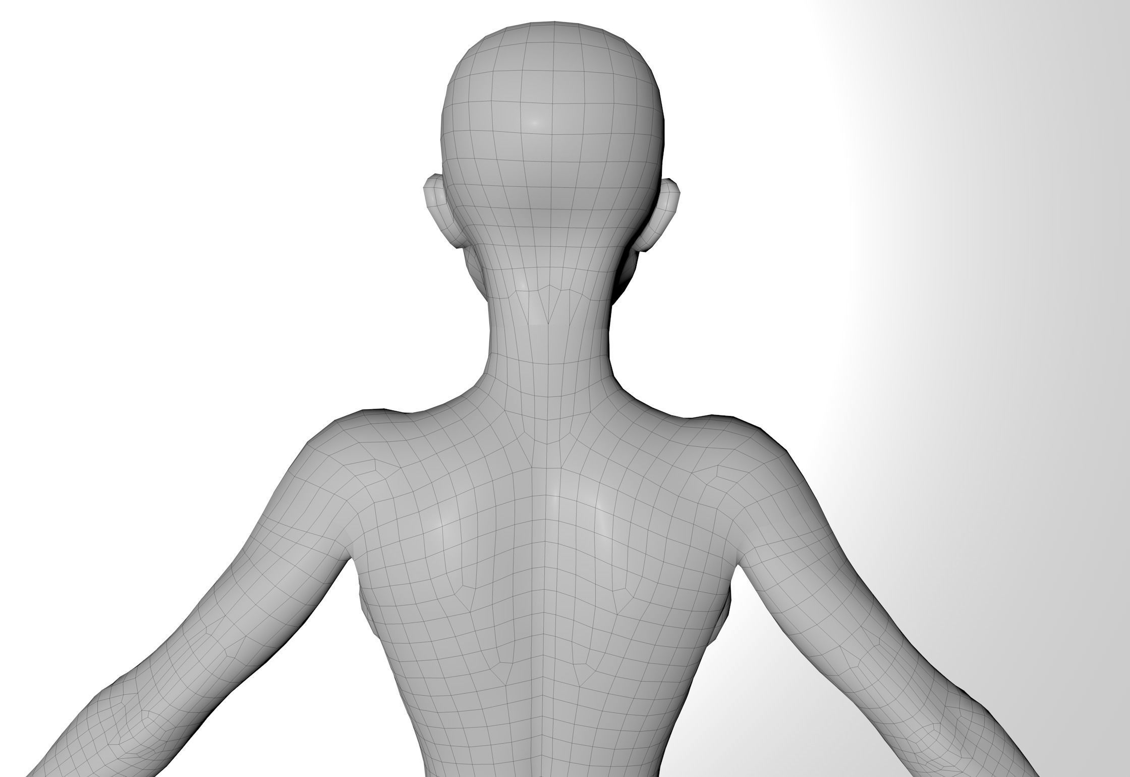 Cartoon Base female Low-poly 3D model_11