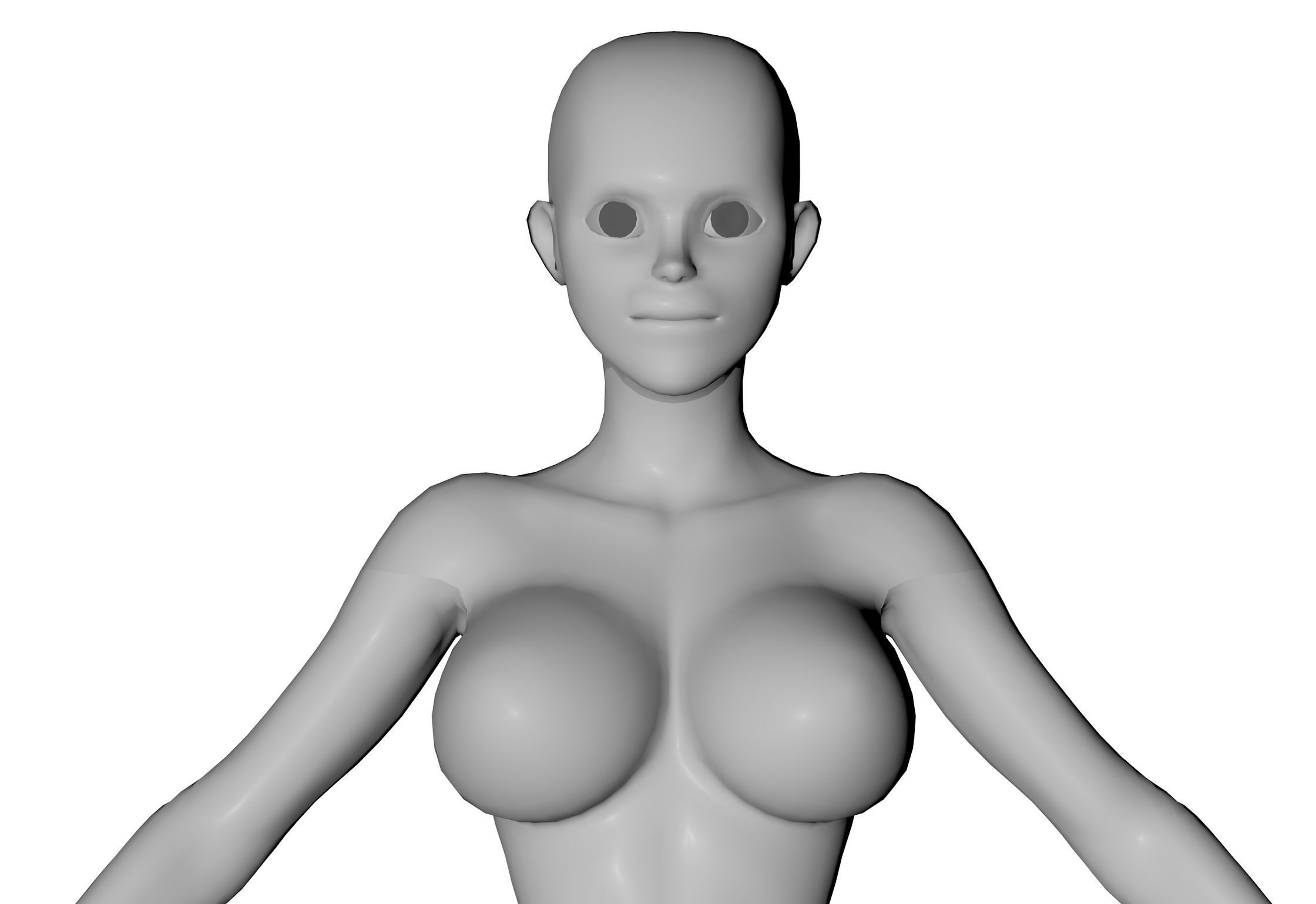 Cartoon Base female Low-poly 3D model_3