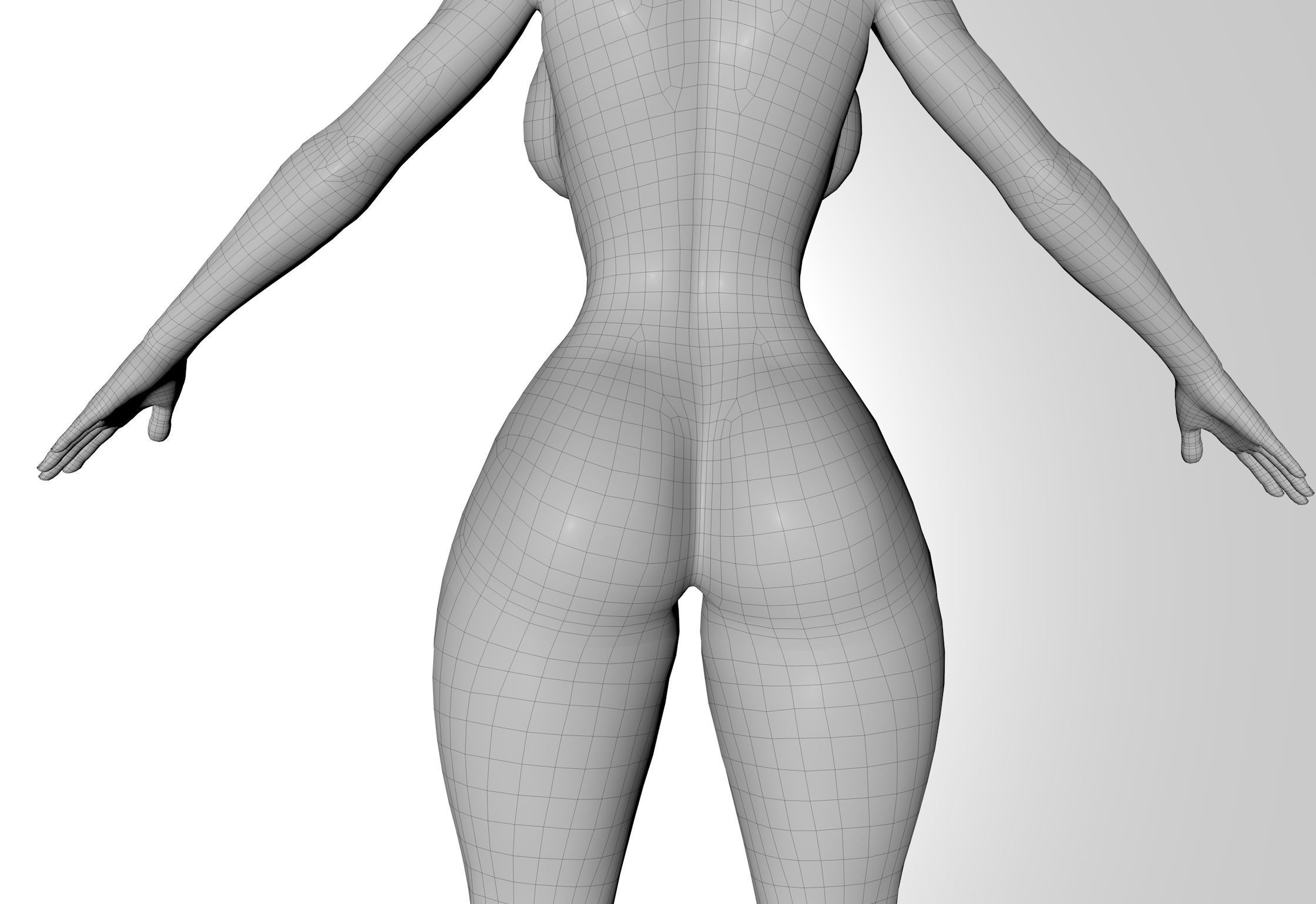 Cartoon Base female Low-poly 3D model_9