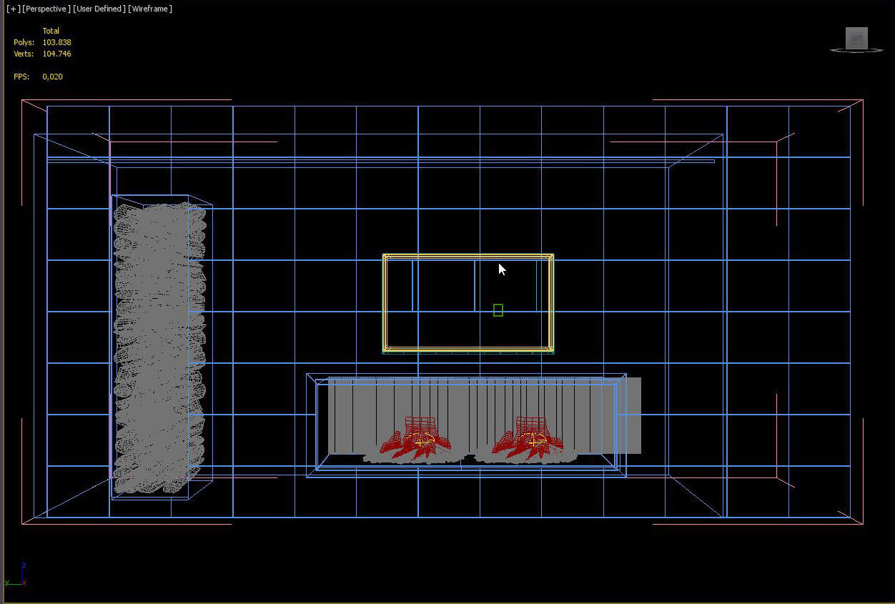 Wall with Fireplace Stone Boulder Pink 3D model_6