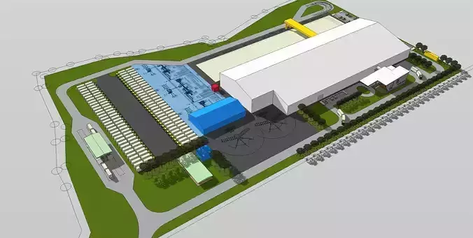 Layout for Precast factory and office 3D model