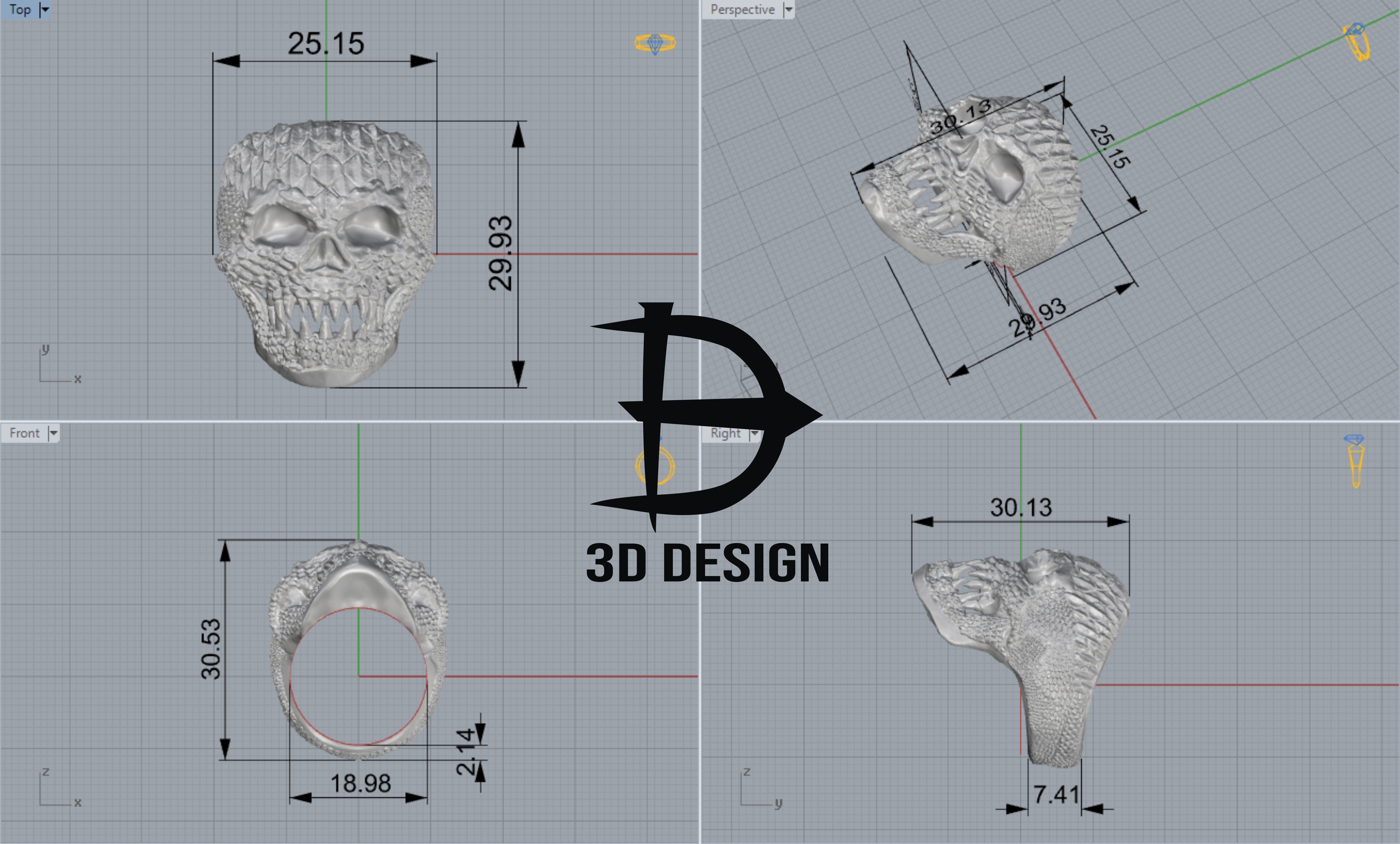 Reptile ring  3D print model_3