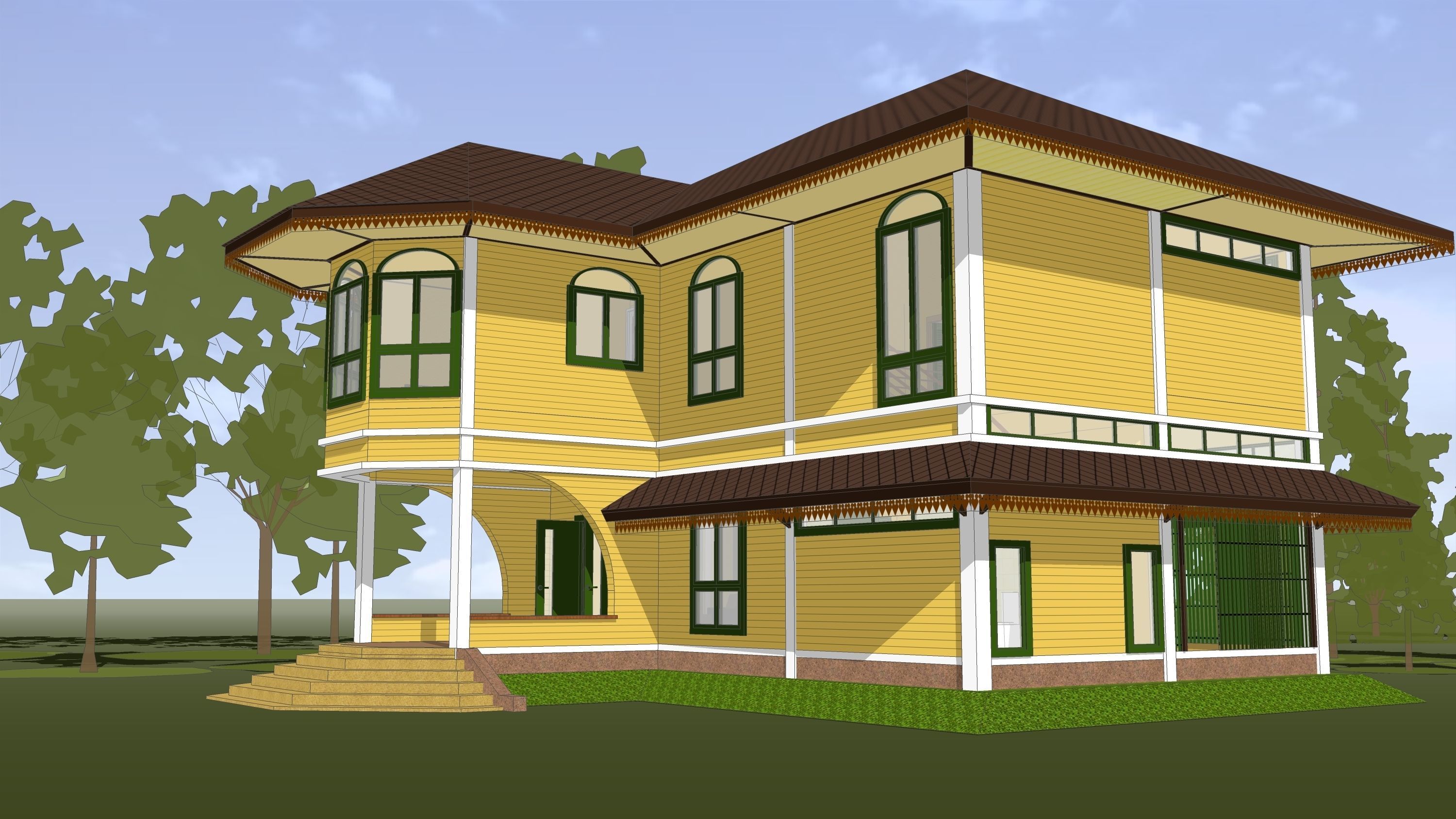 House in Colonial style 3D model_5