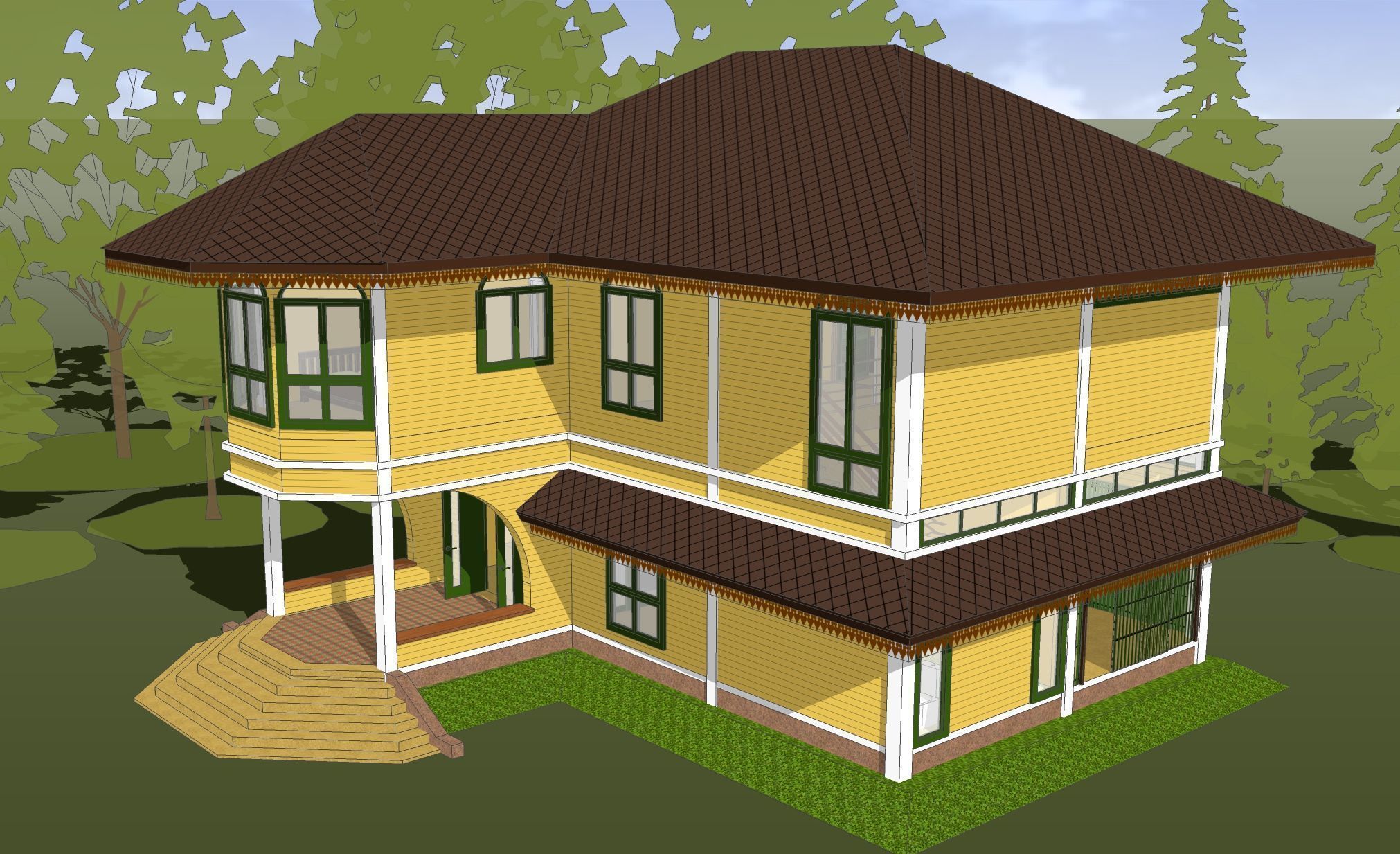 House in Colonial style 3D model_2
