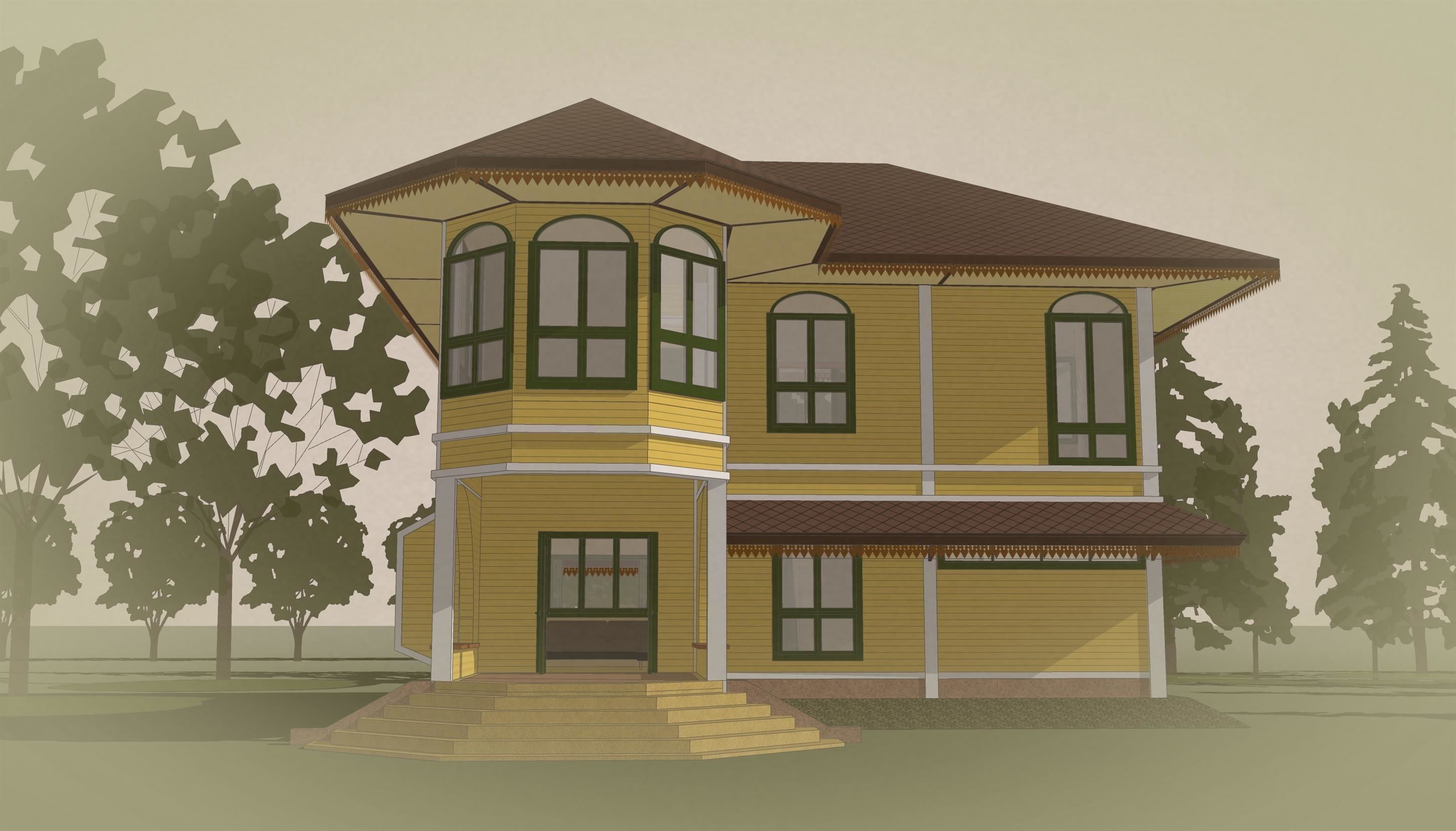 House in Colonial style 3D model_6