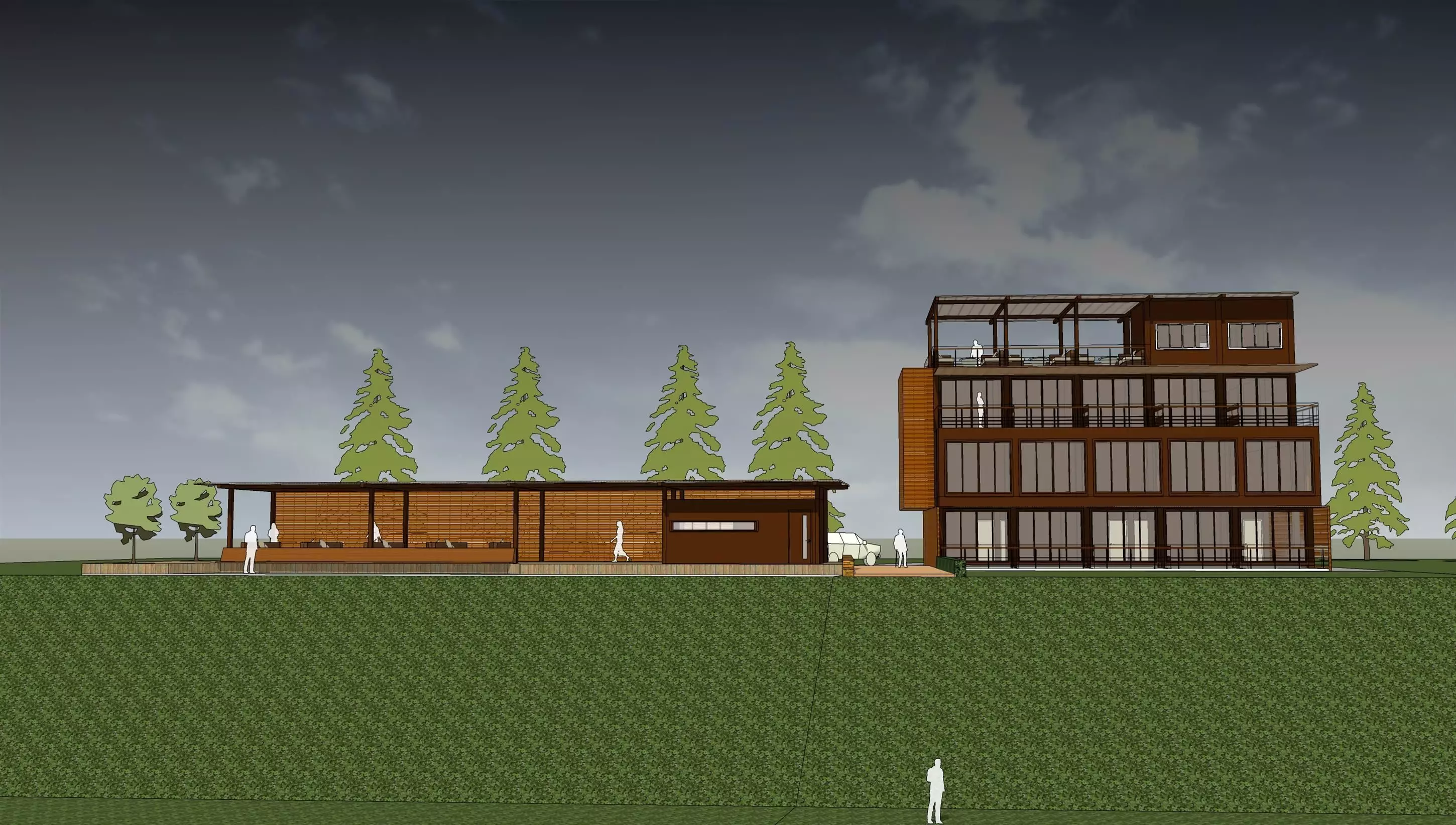 Mini hotel on the hill 3D model_0